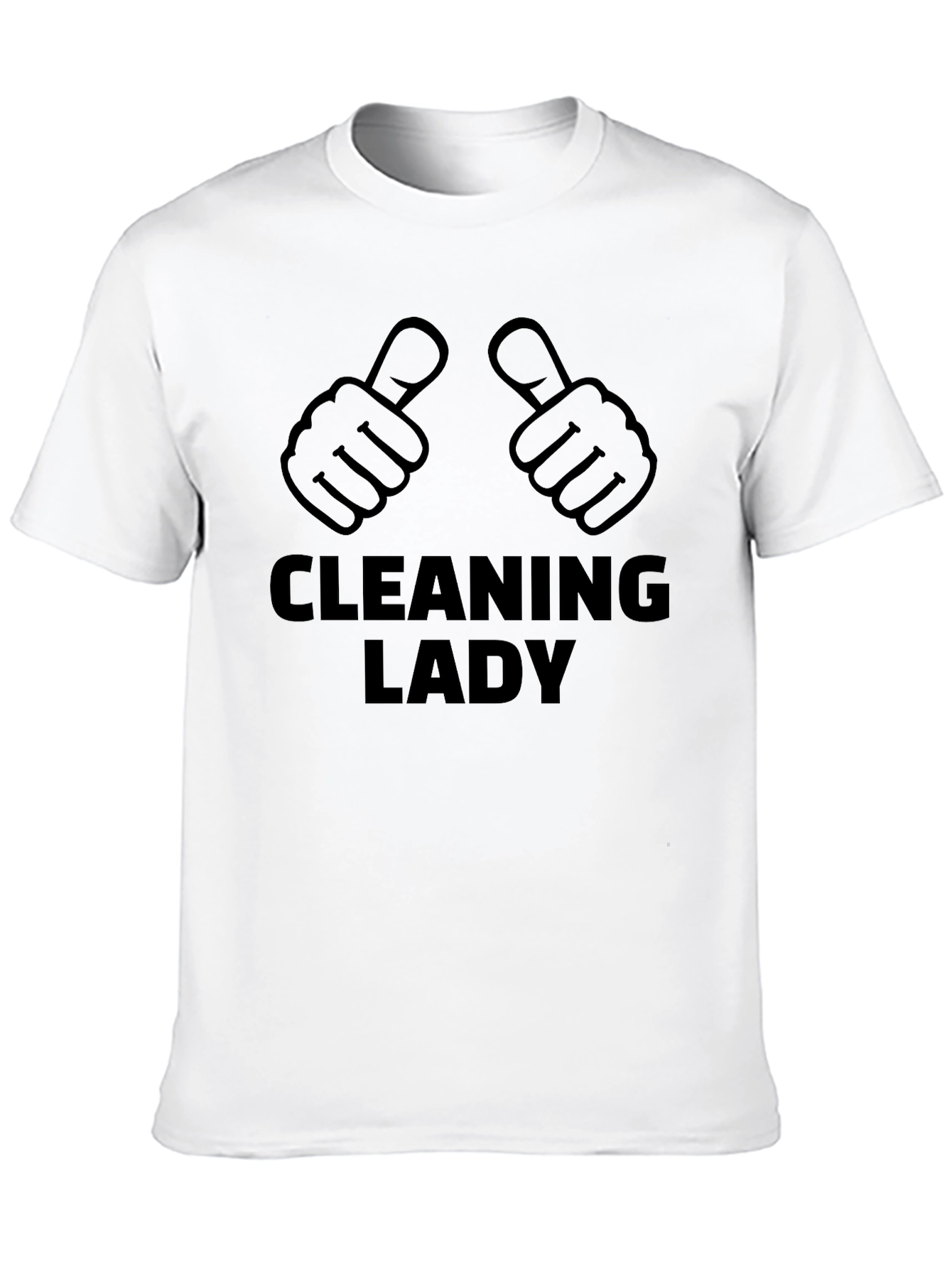 Black Cleaning Lady T-Shirt: Funny Thumbs Up Tee view 10