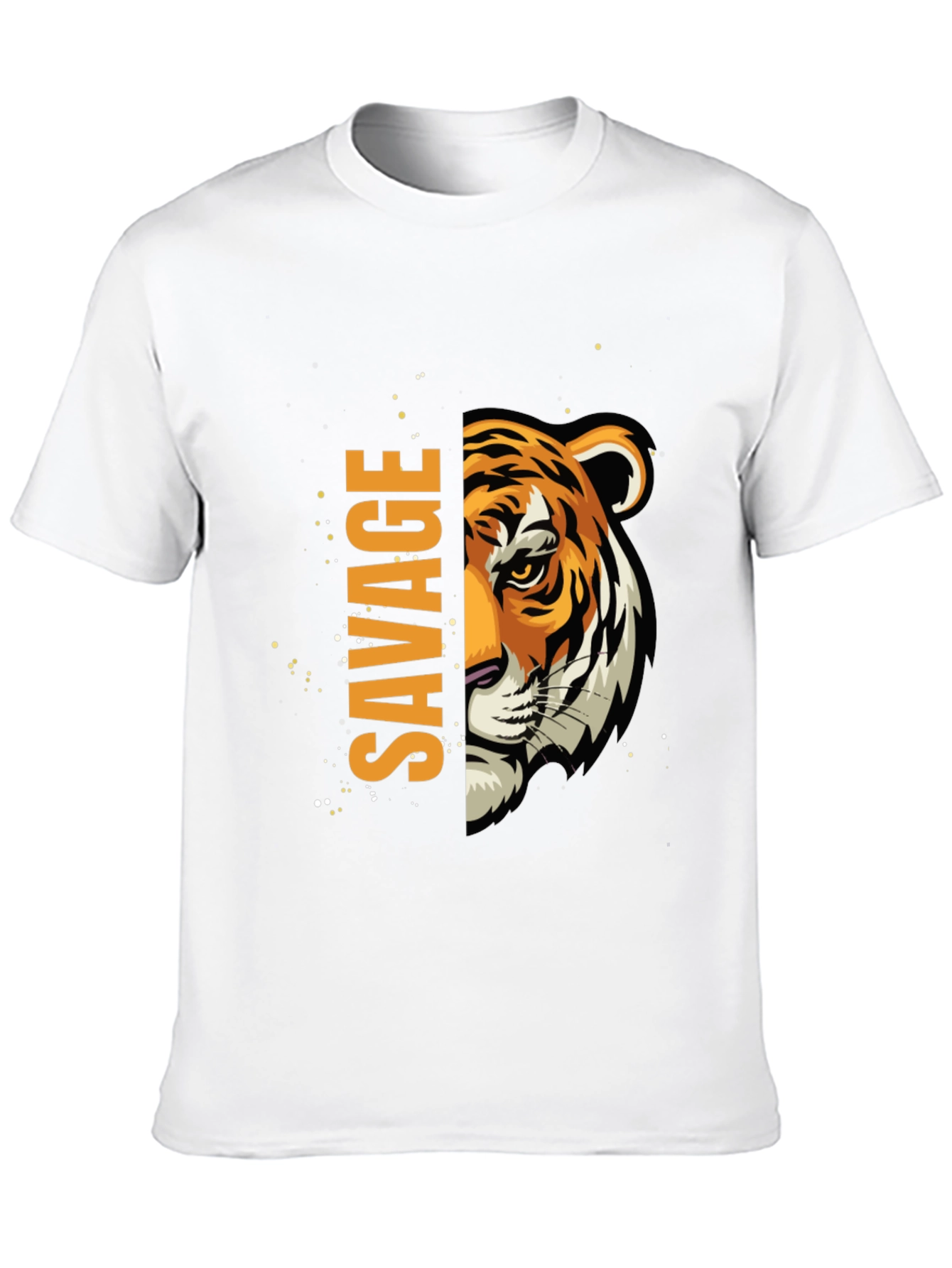 Black Savage Tiger Graphic Print Men's Black T-Shirt view 10