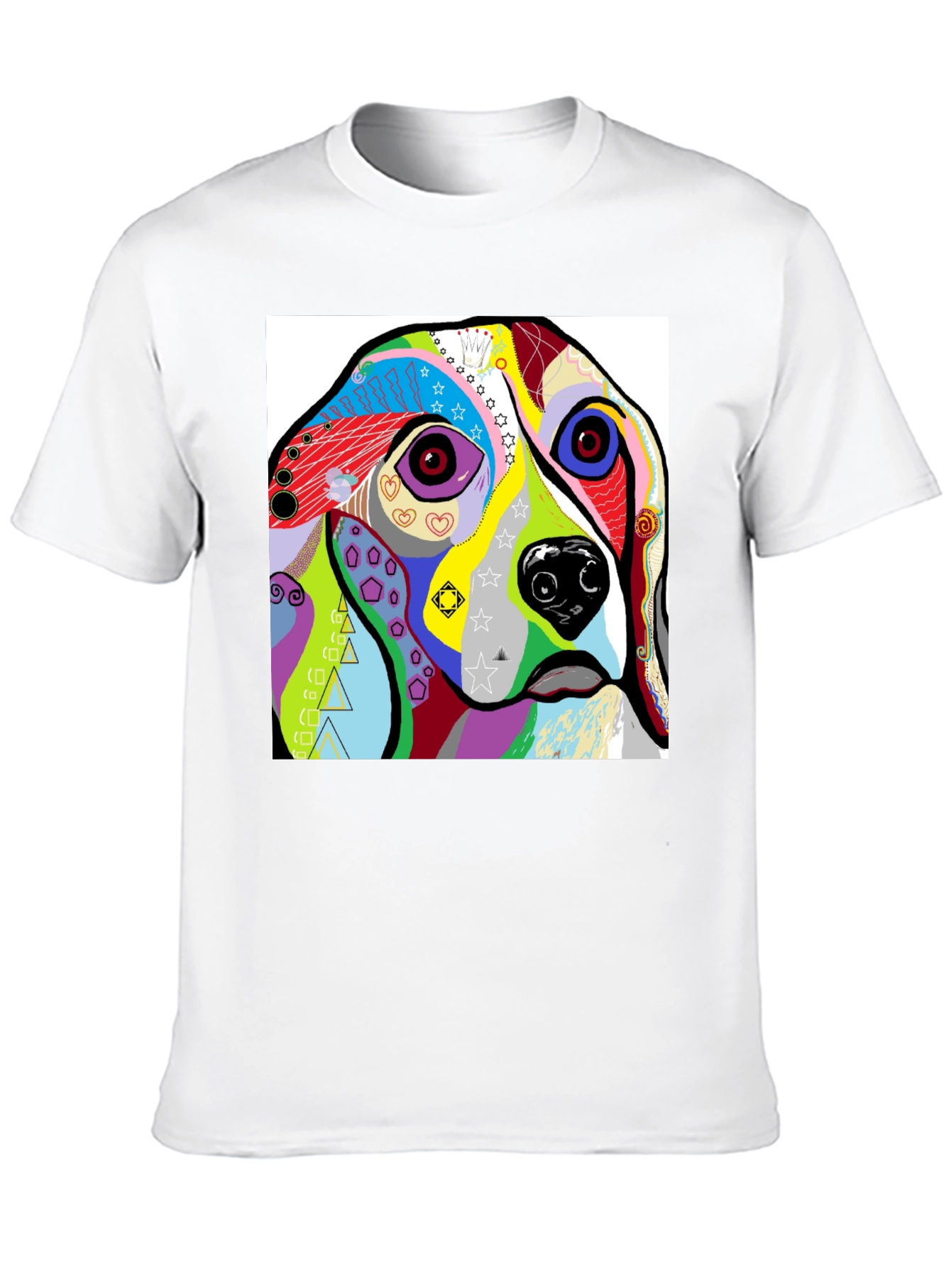 Black Abstract Dog Print Black T-Shirt view 10