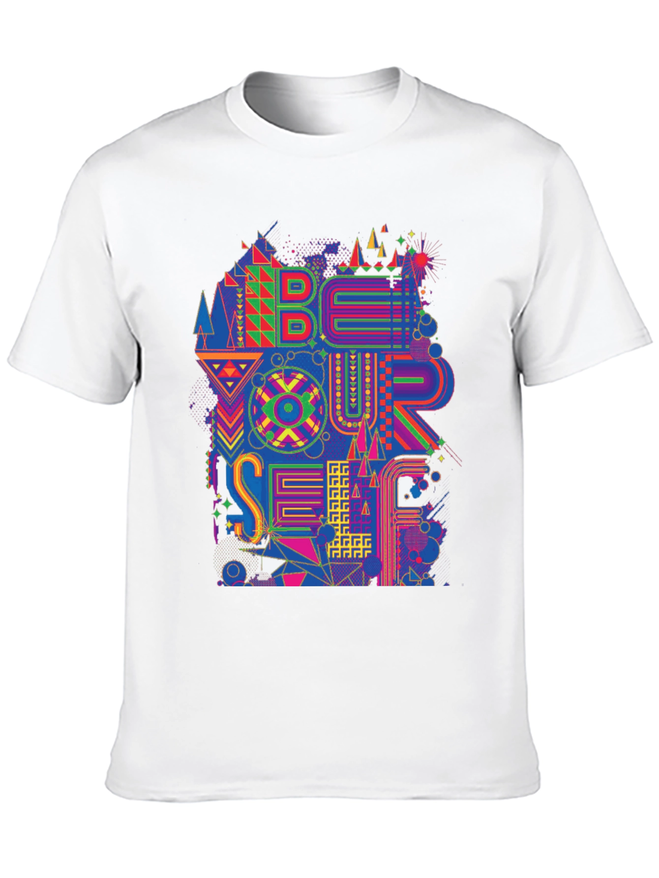 Black Be Yourself Graphic Print Men's Black T-Shirt view 10