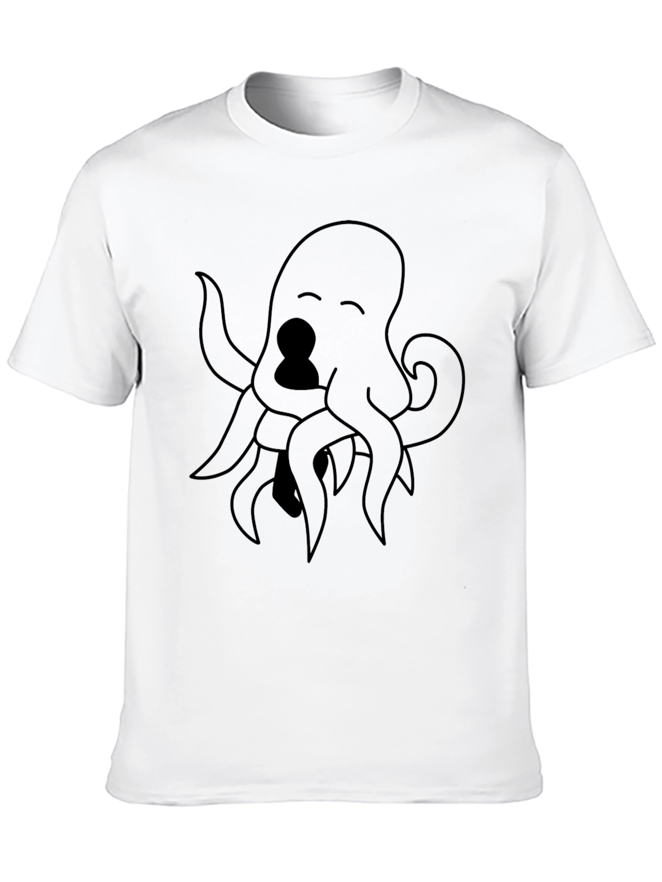 Black Octopus Graphic Tee - Black Cotton Blend, Casual Style view 10