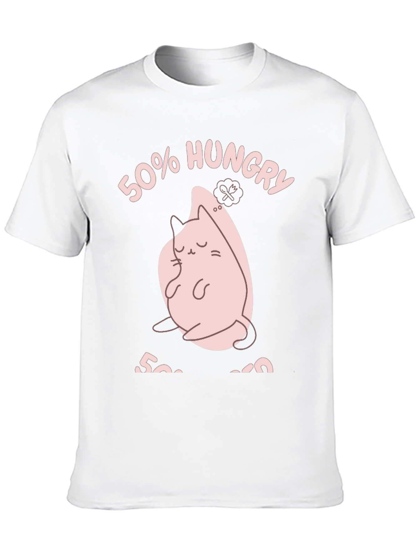 Black 50% Hungry Cat T-Shirt - Cute Black Tee view 10