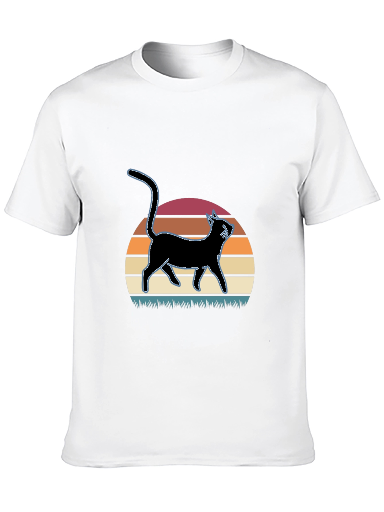 Black Retro Cat Silhouette T-Shirt view 10