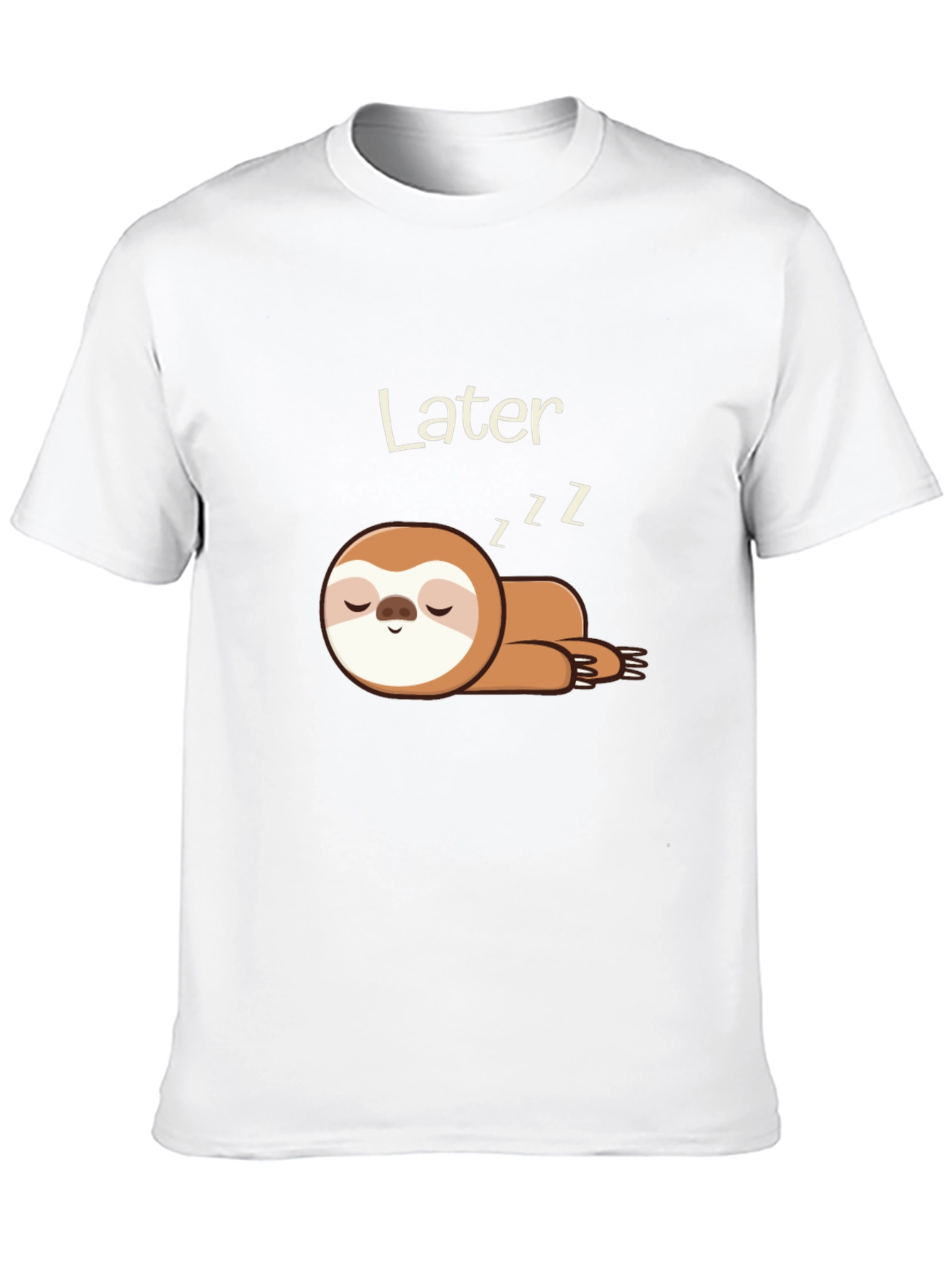 Black Men's Black T-Shirt with Sleeping Sloth Design view 10