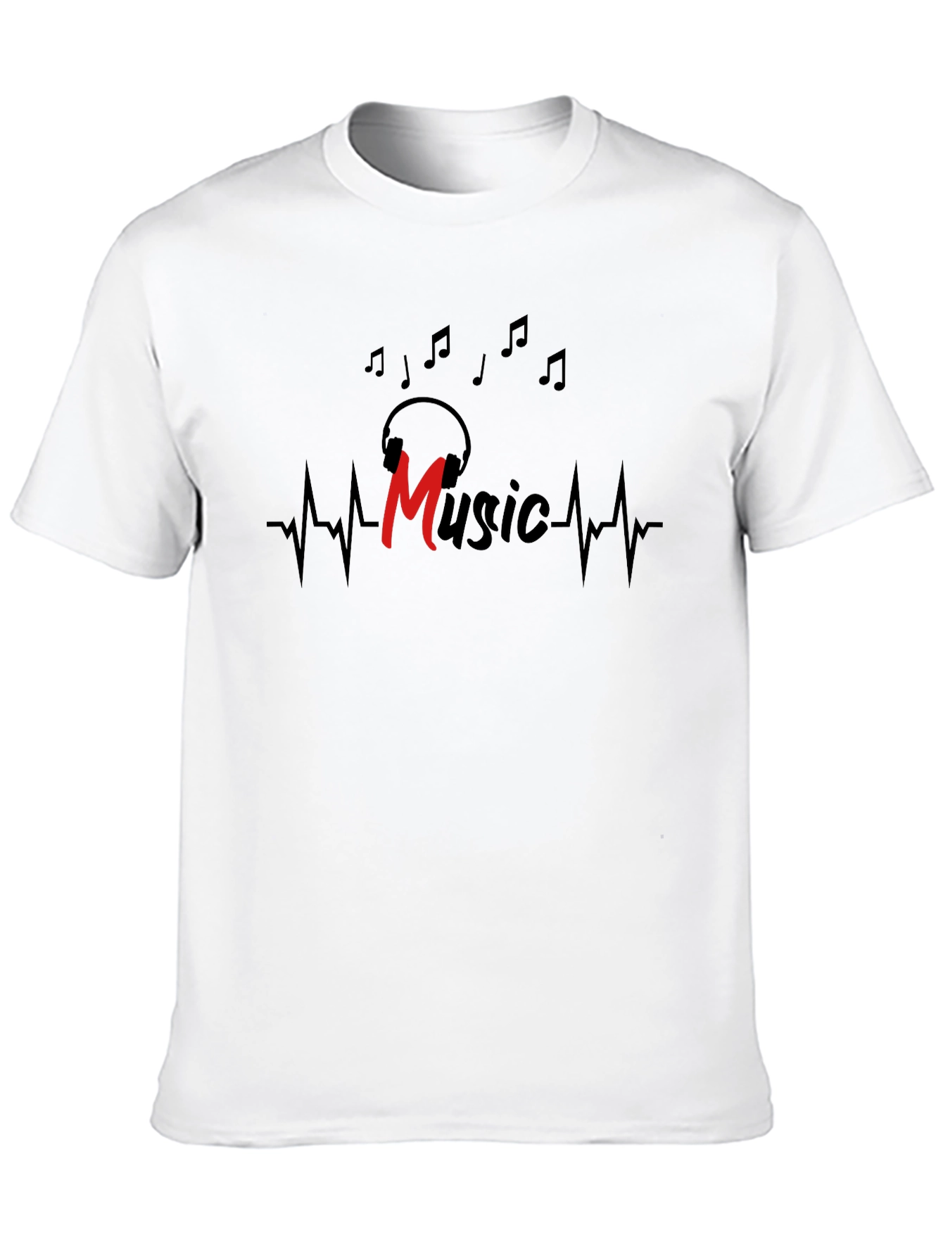 Black Music Lover Black T-Shirt with Headphone Graphic view 10
