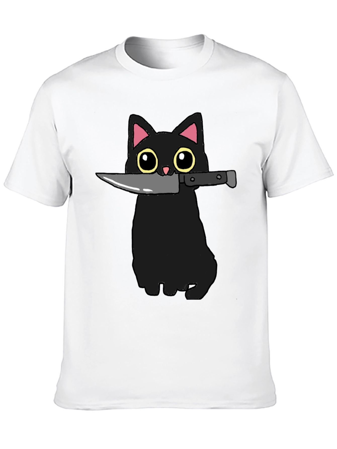 Black Black Cat Knife Graphic T-Shirt - Funny Cat Tee view 10