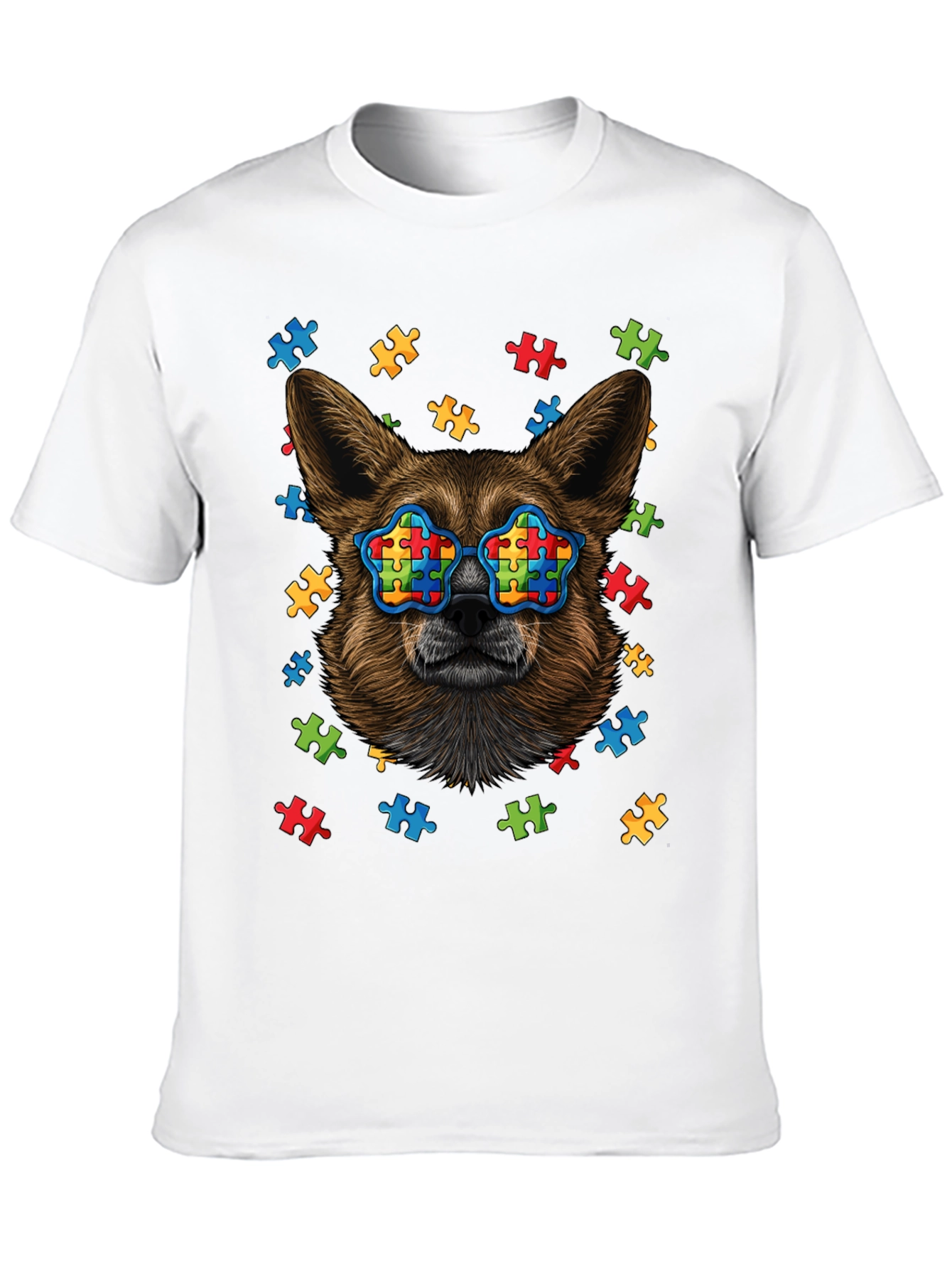 Black Dog Autism Puzzle T-Shirt view 10