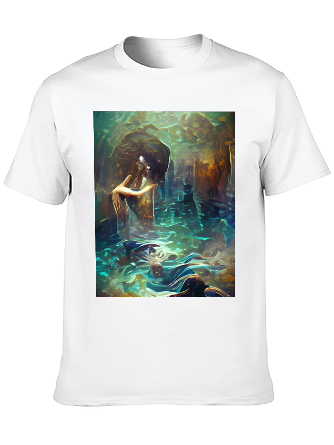 Black Artistic Underwater Scene Black T-Shirt view 10