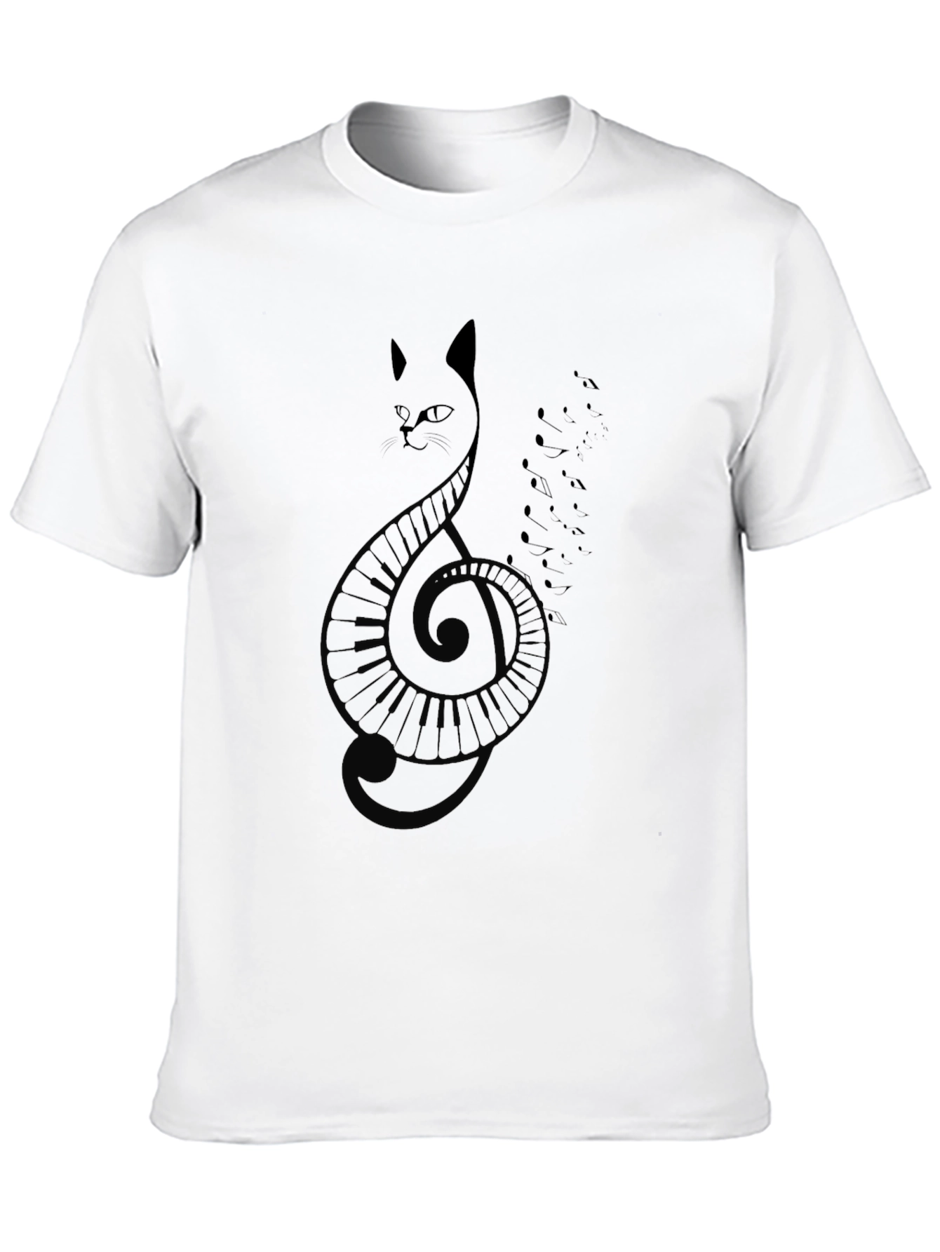 Black Cat Clef Music T-Shirt - Black view 10