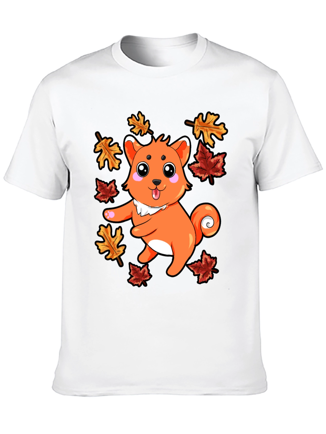 Black Autumn Shiba Inu T-Shirt - Cute Dog & Fall Leaves view 10
