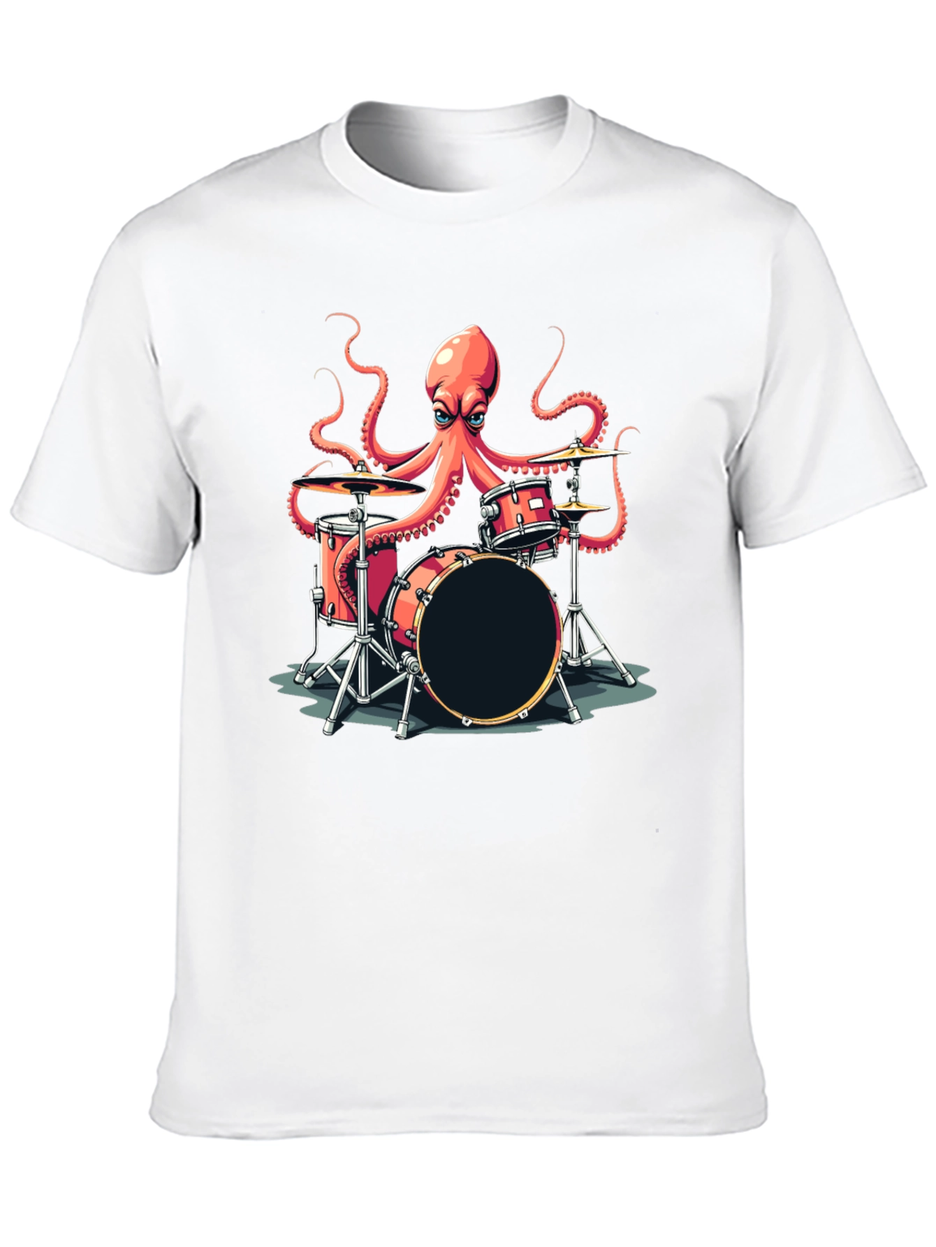Black Octopus Drummer Graphic T-Shirt - Black view 10