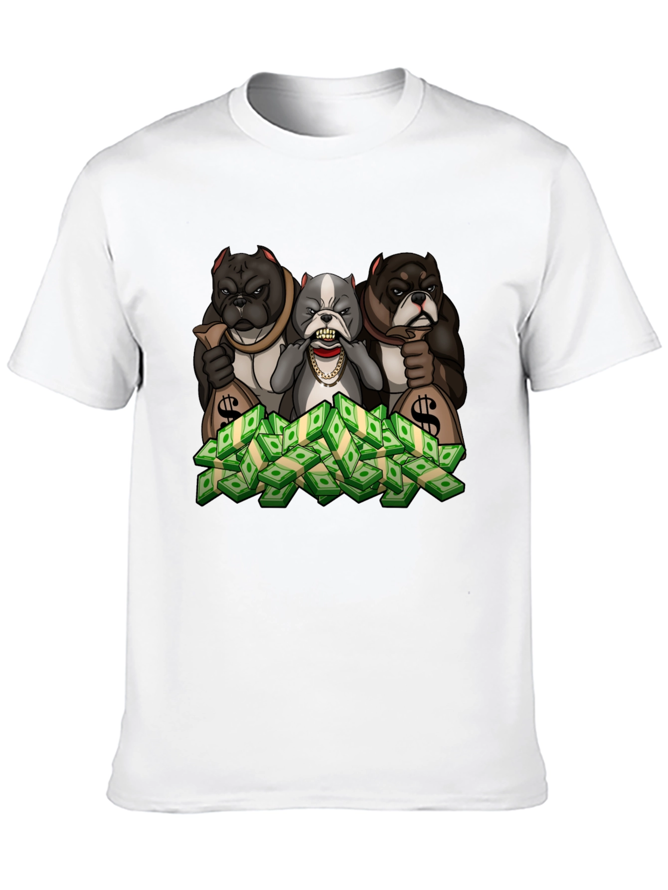 Black Bulldog Money T-Shirt - Cartoon Graphic Tee view 10
