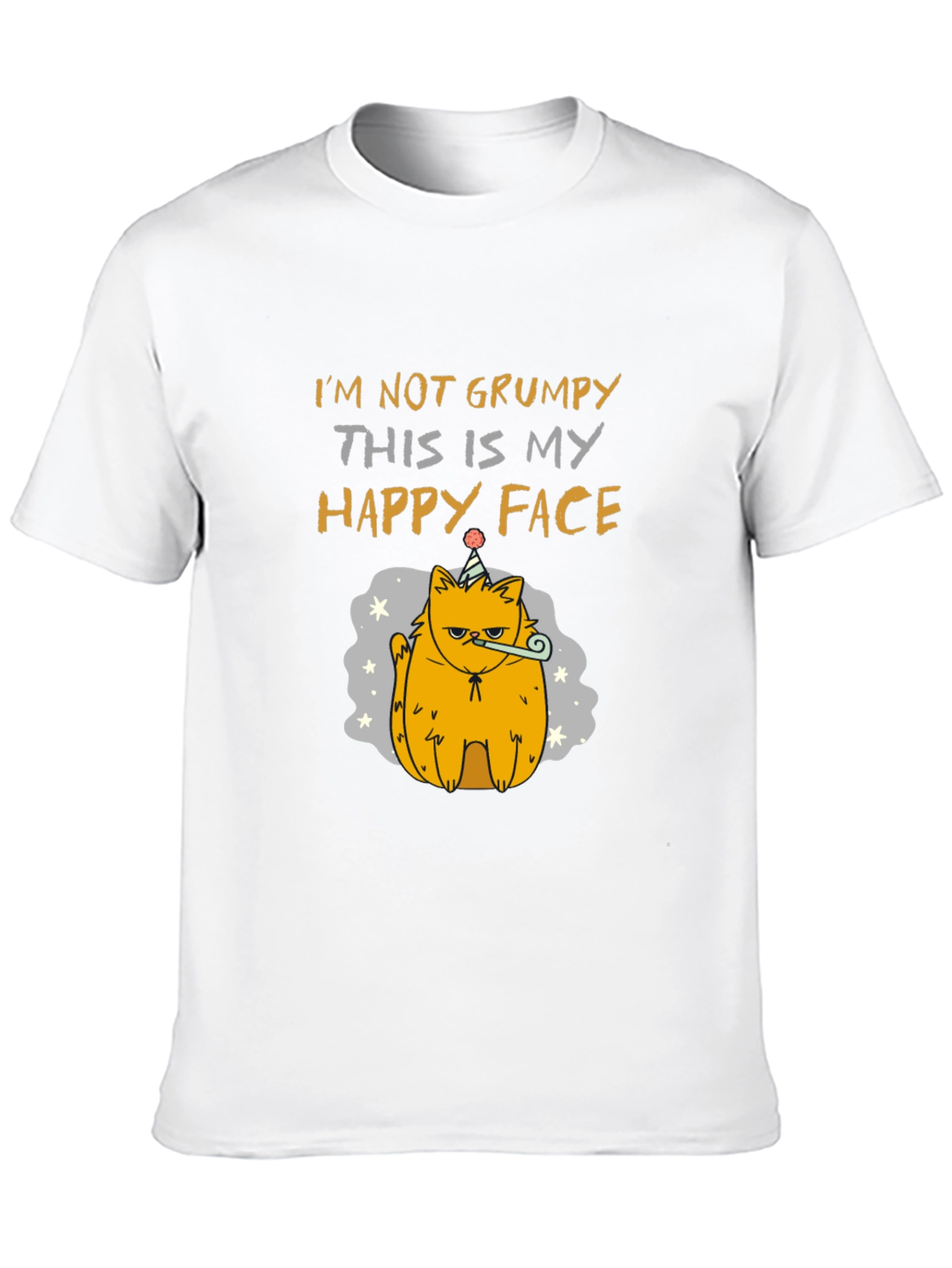 Black Grumpy Cat T-Shirt - Happy Face Design view 10