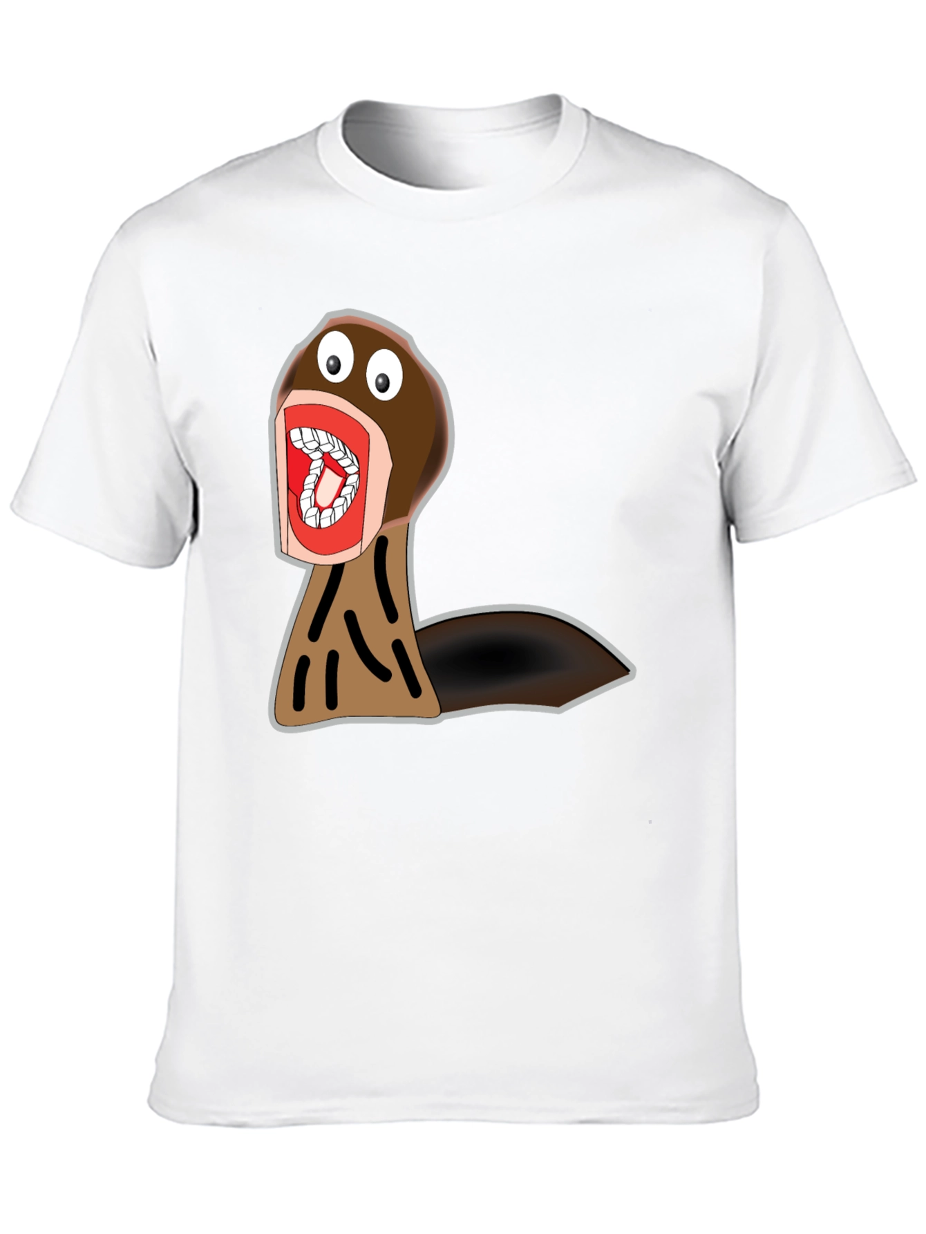 Black Funny Cartoon Monster Graphic Tee - Black Cotton view 10