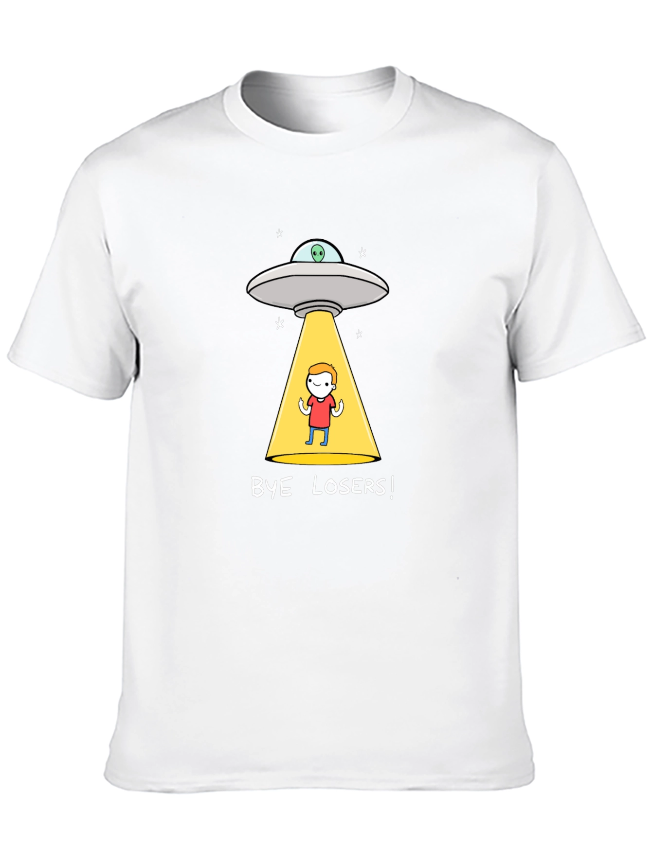 Black Bye Losers! Alien Abduction Graphic Tee - Black Cotton Blend view 10