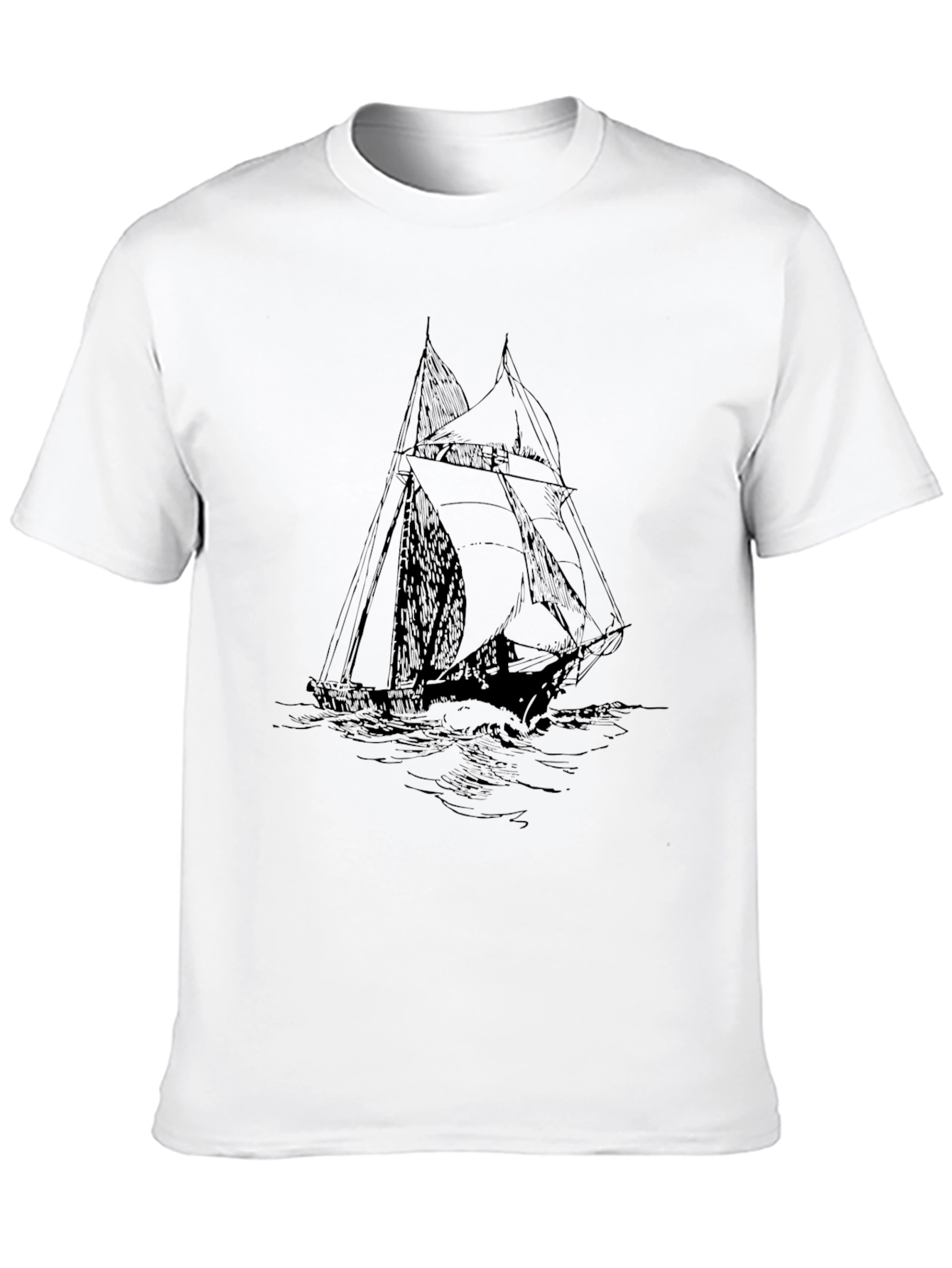 Black Black Graphic Tee - Vintage Sailboat Design view 10