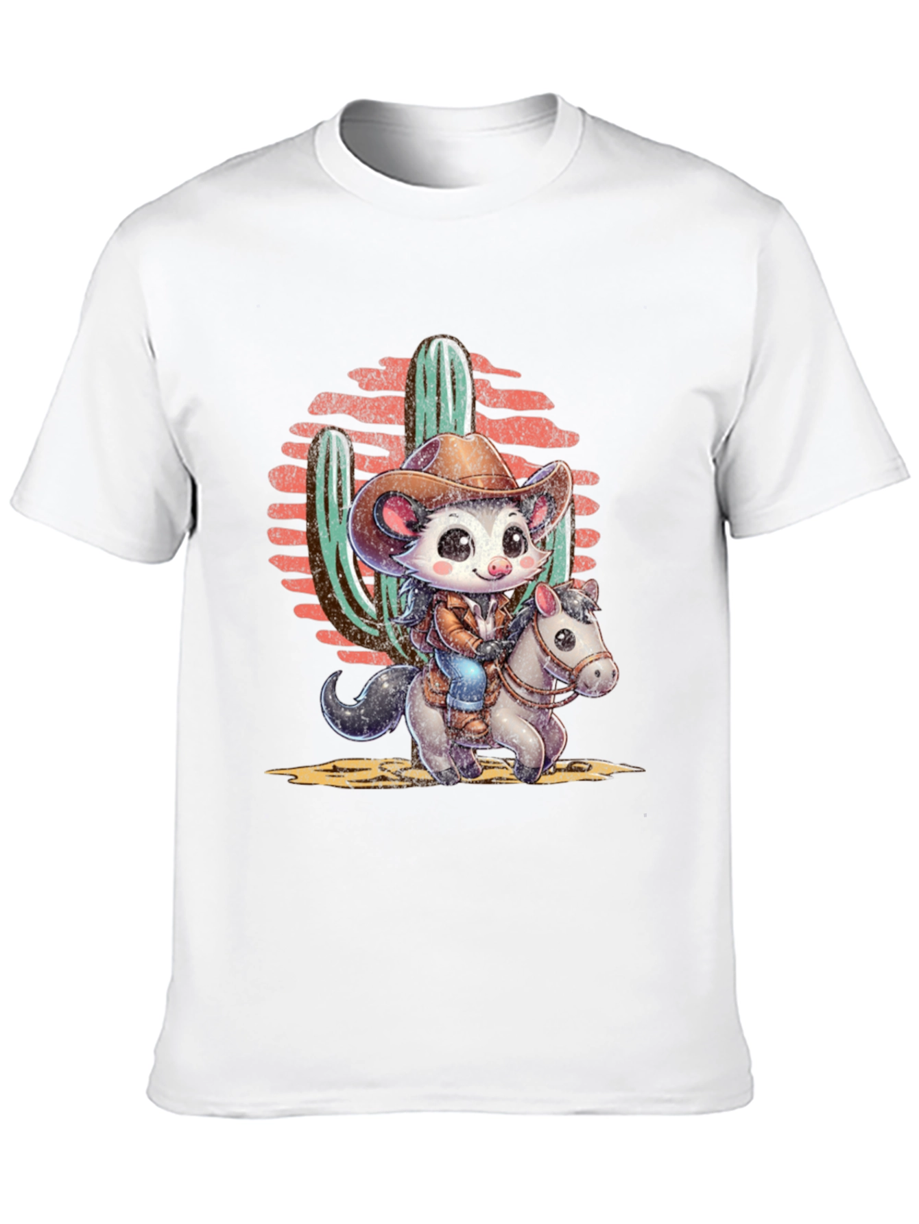 Black Cute Cowboy Possum T-Shirt view 10