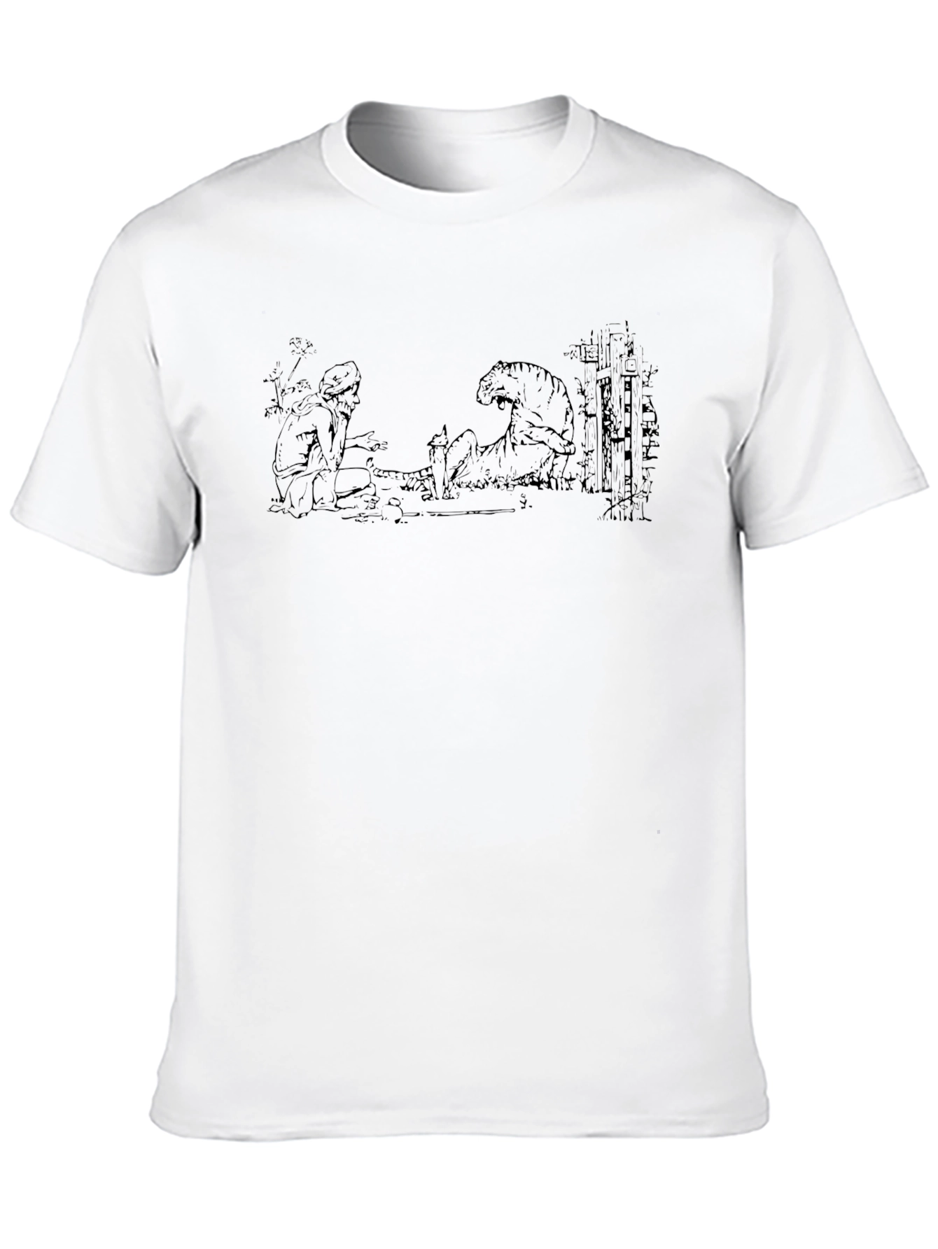 Black Man's Graphic T-Shirt - Man and Tiger Design view 10