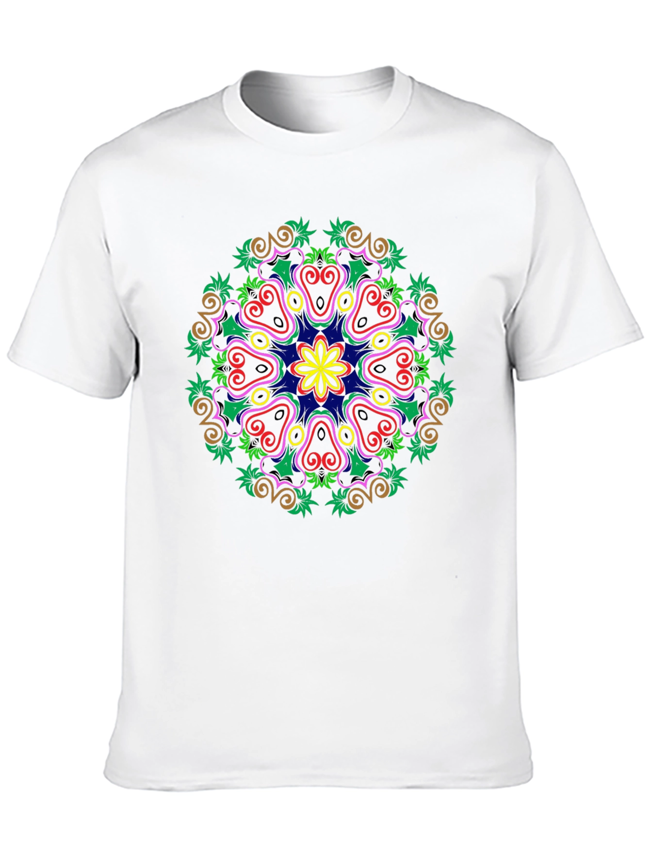 Black Colorful Mandala Graphic Print Black T-Shirt view 10