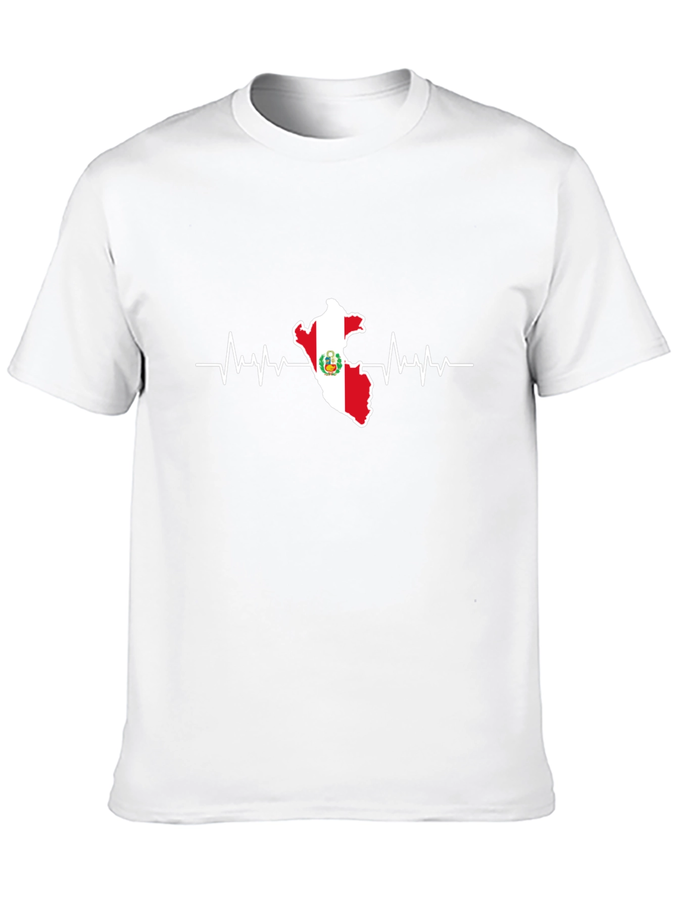 Black Peru Flag Heartbeat Graphic T-Shirt view 10