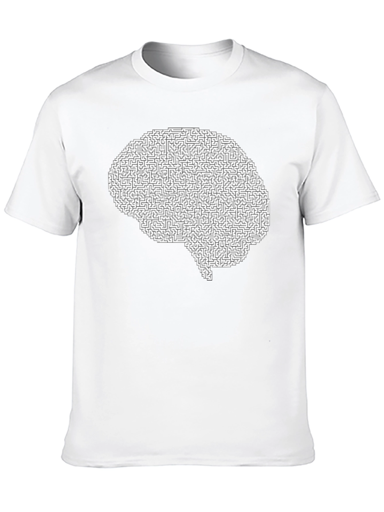 Black Brain Maze T-Shirt - Intellectual Puzzle Design view 10