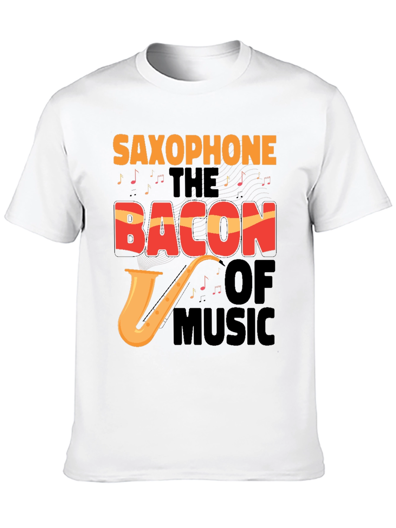 Black Saxophone Bacon of Music Graphic Tee view 10