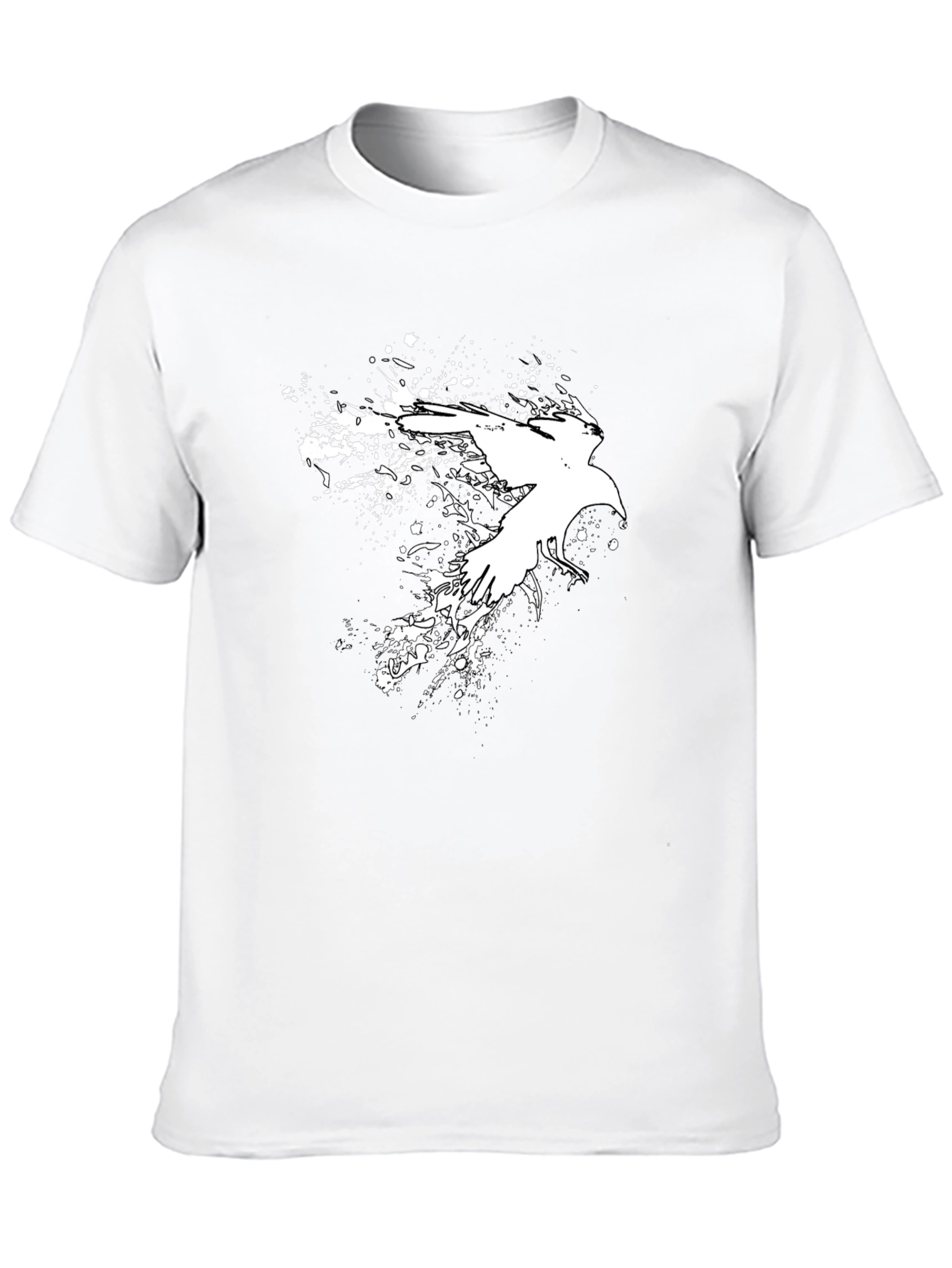 Black Abstract Crow Graphic Black T-Shirt view 10
