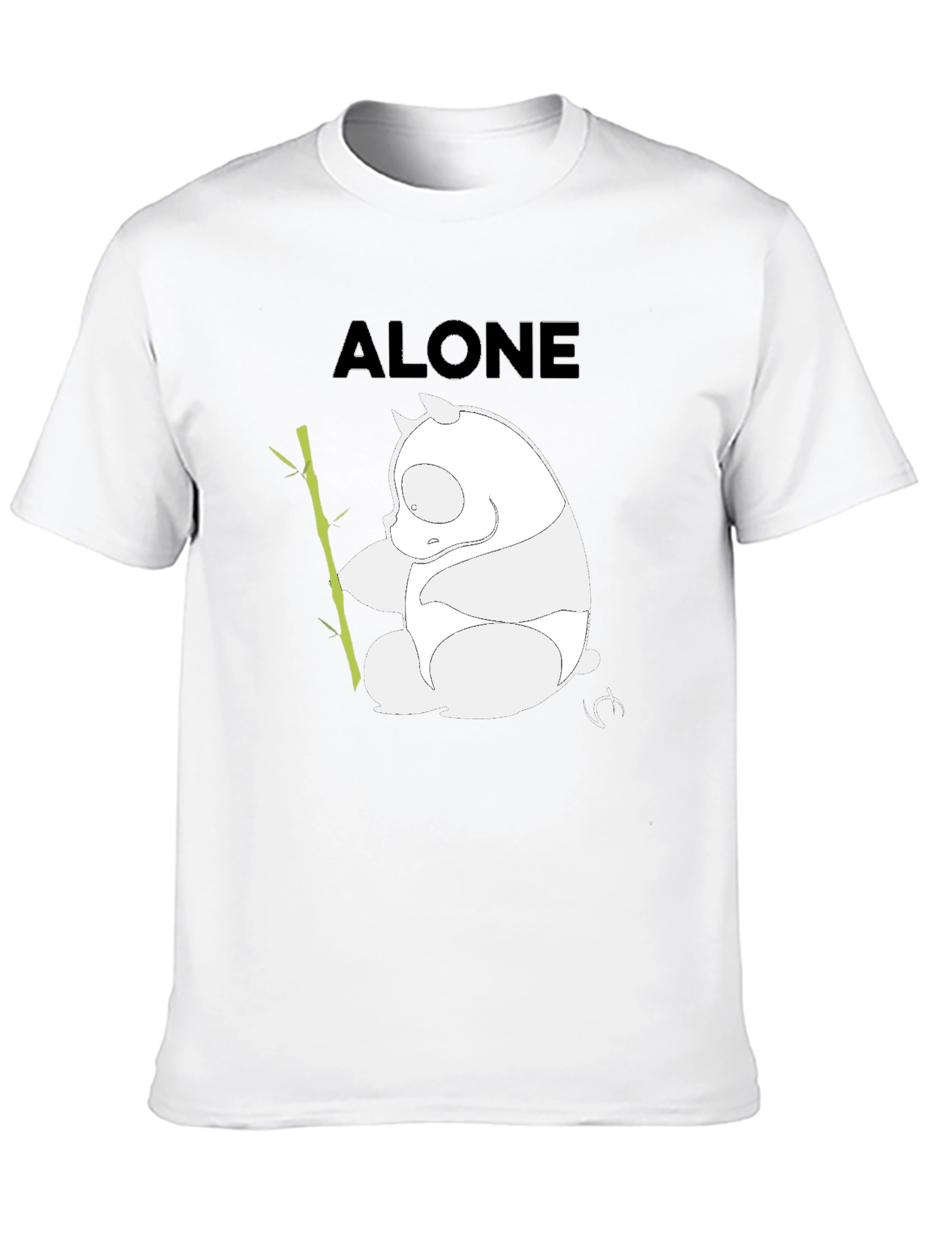 Black Alone Panda Graphic T-Shirt - Black Casual Tee view 10