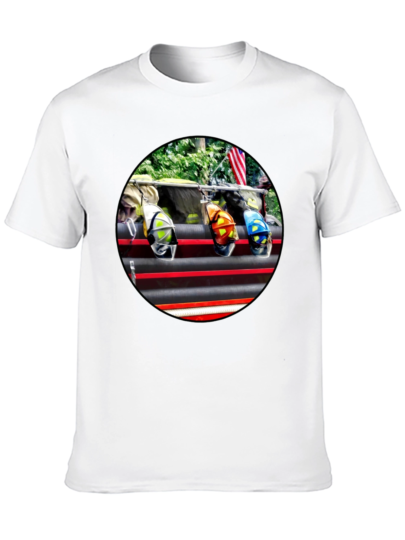 Black Firefighter Helmets Graphic T-Shirt view 10