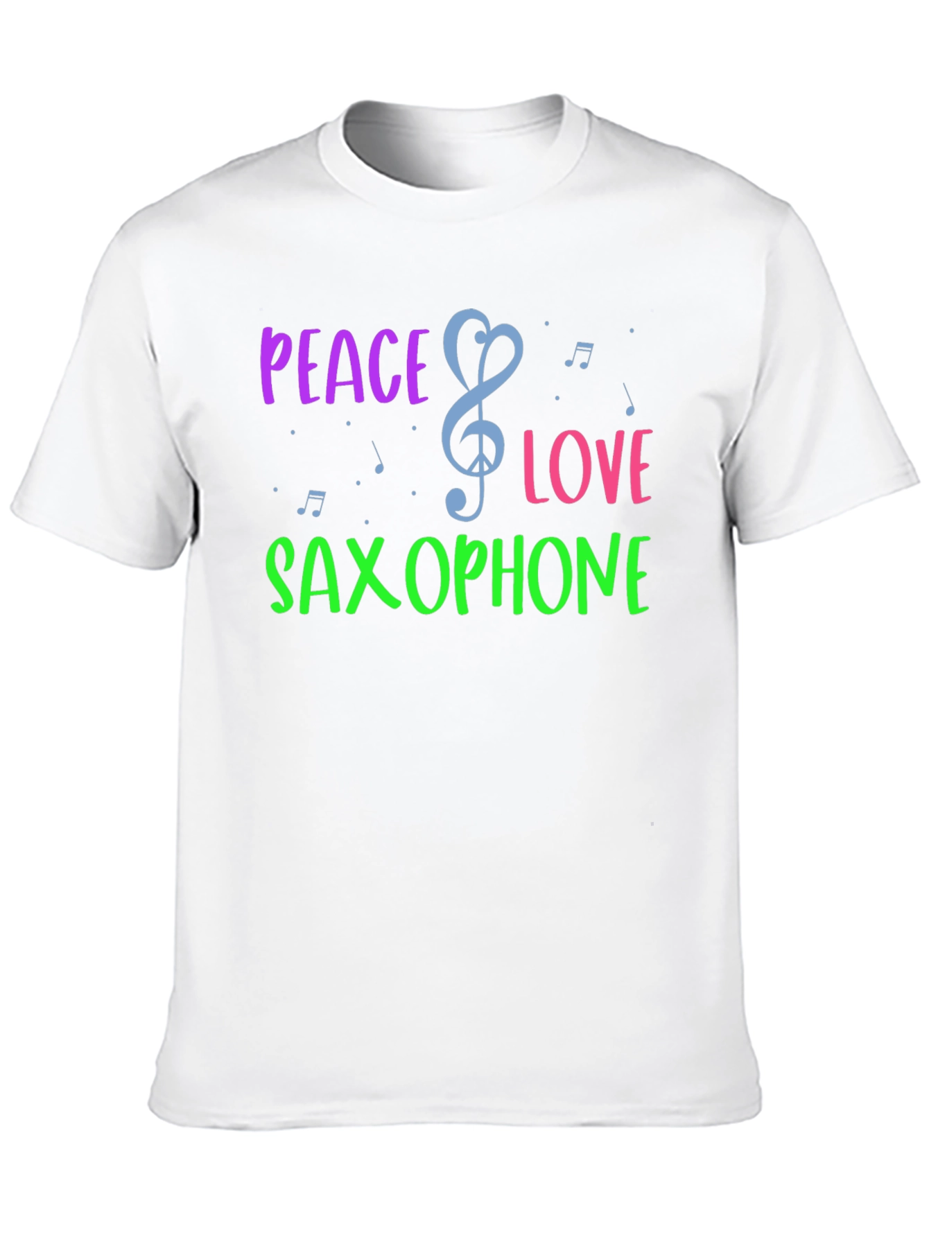 Black Peace Love Saxophone Graphic T-Shirt view 10