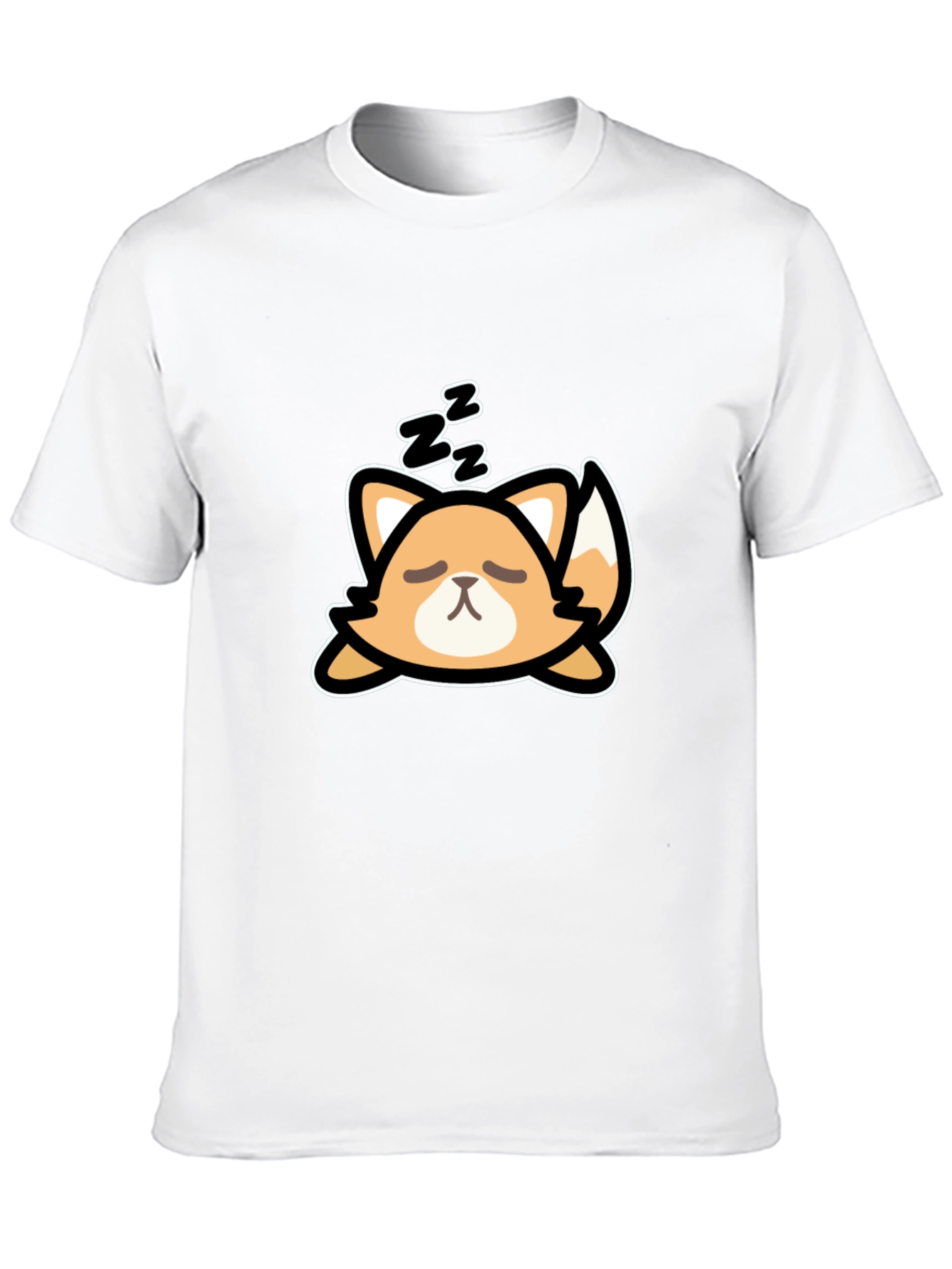 Black Cute Sleeping Fox Graphic Tee - Black Cotton T-Shirt view 10