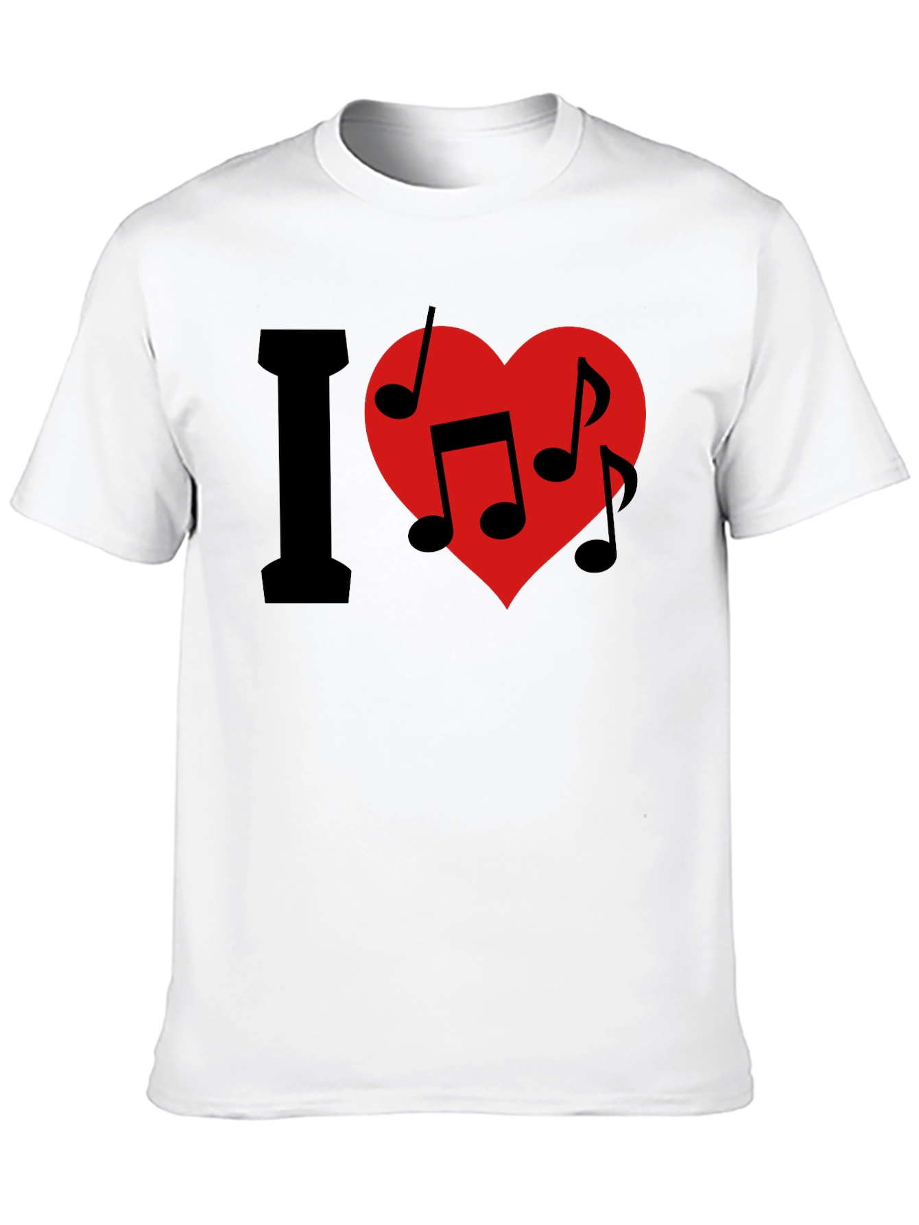Black I Love Music T-Shirt - Crew Neck - Black view 10