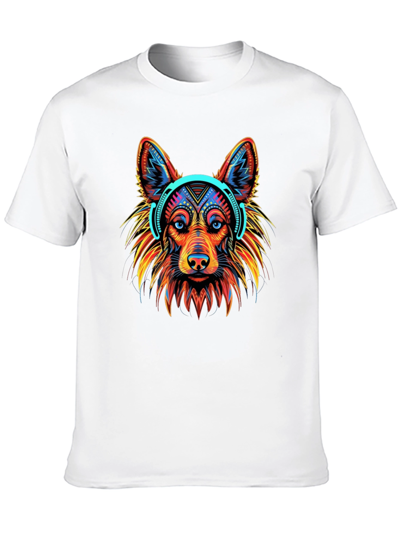 Black Cool Dog Headphones Graphic T-Shirt view 10
