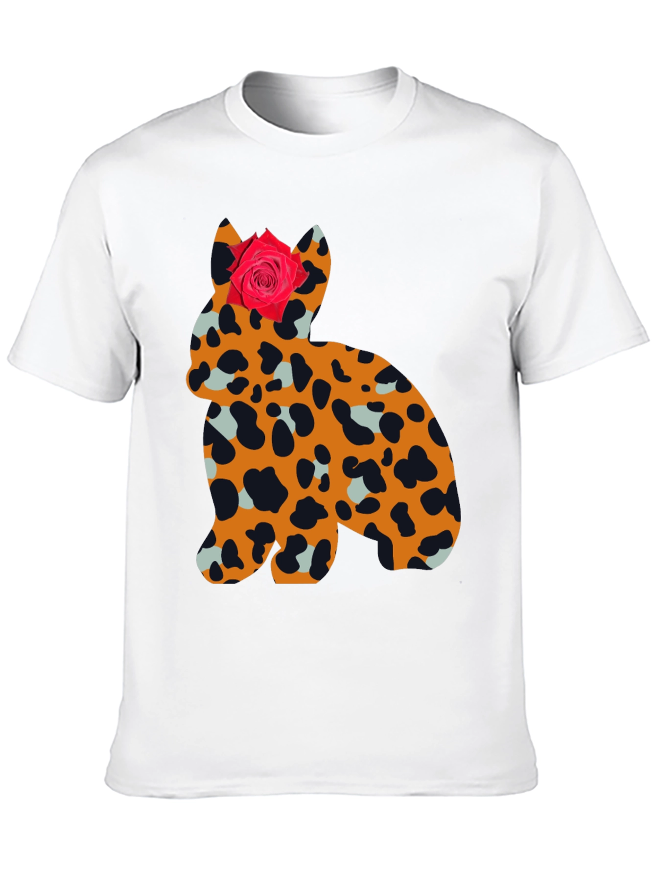 Black Leopard Print Cat with Rose Tee view 10