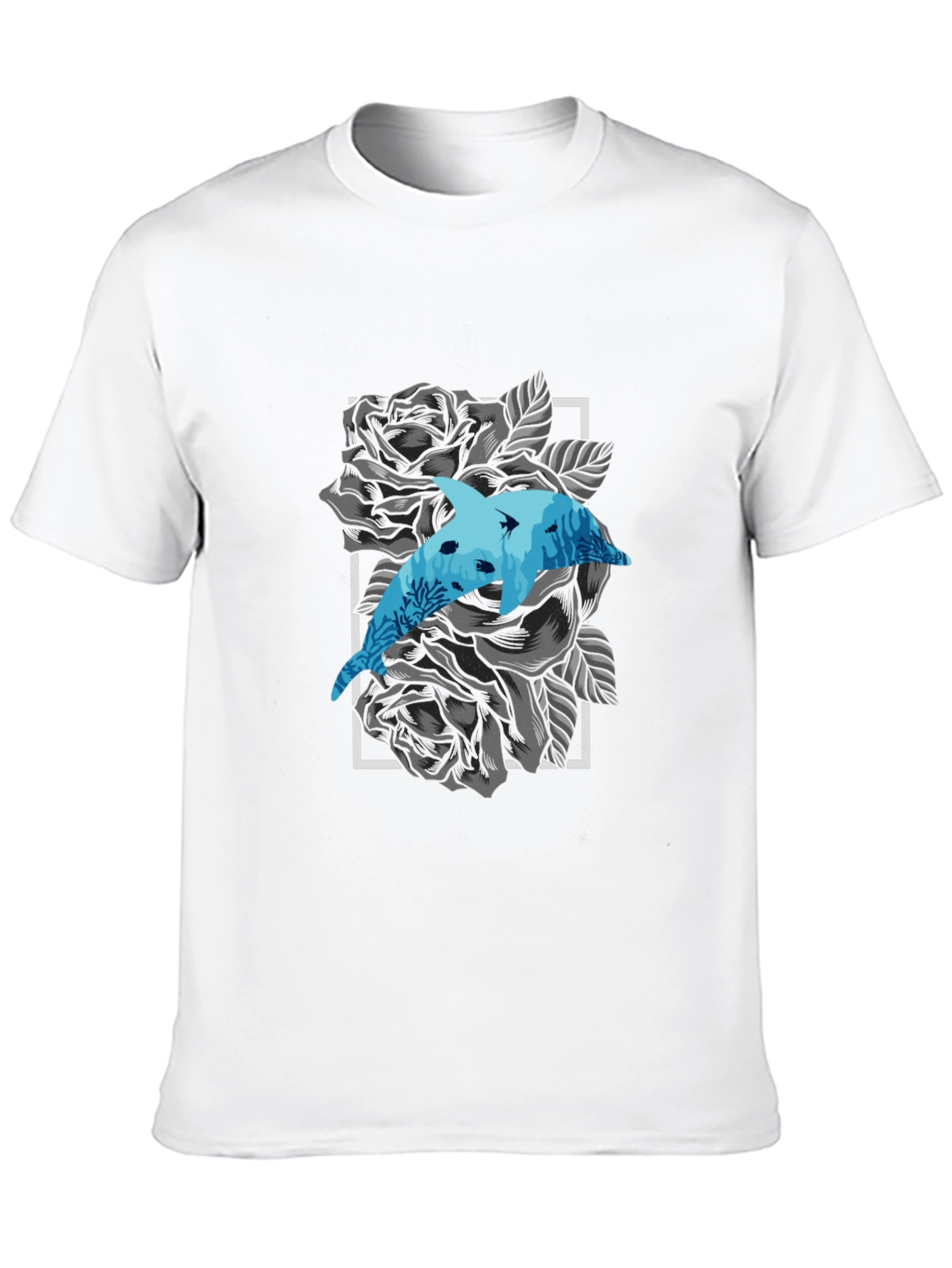 Black Dolphin Rose Graphic Tee - Men's Black T-Shirt view 10