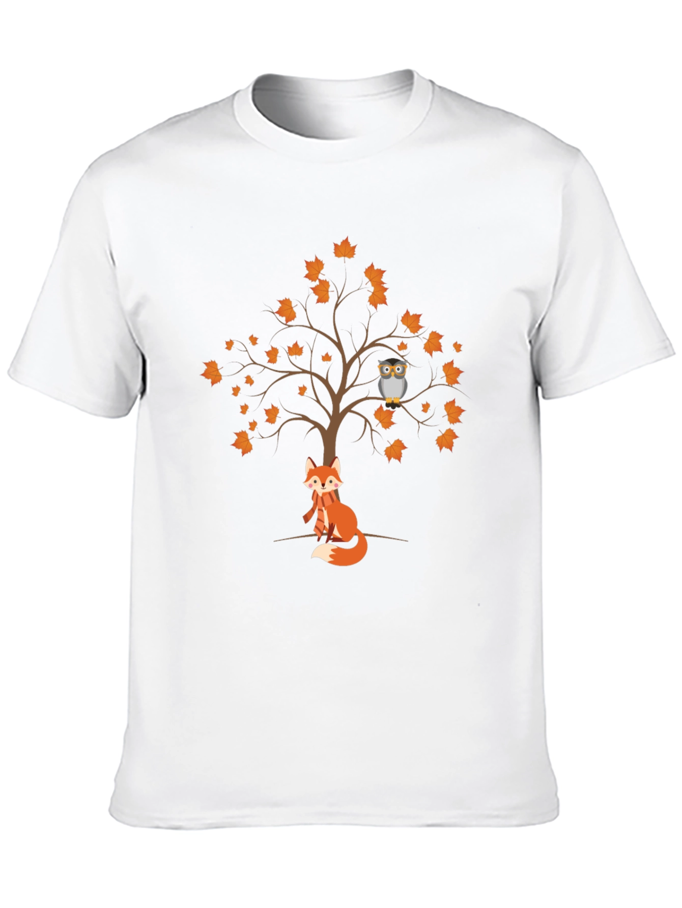 Black Autumn Fox & Owl Tree Graphic Tee view 10