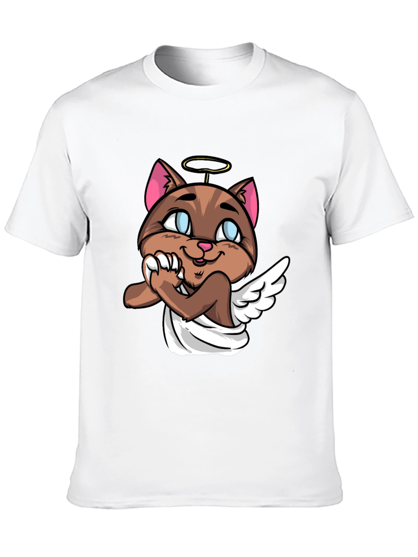 Black Angel Cat Graphic Tee - Unisex Black T-Shirt view 10