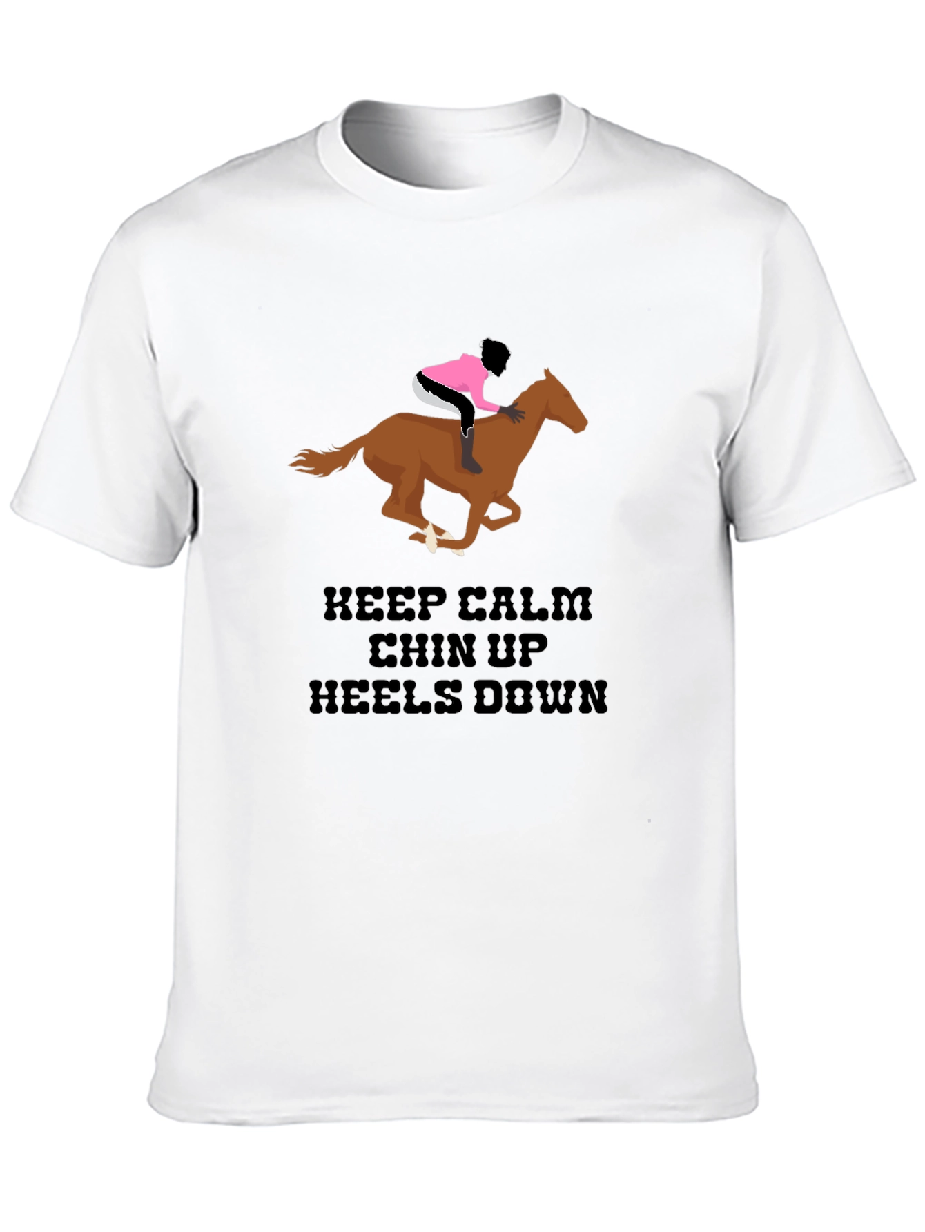 Black Equestrian T-Shirt - Keep Calm Chin Up Heels Down Horse Riding Tee view 10