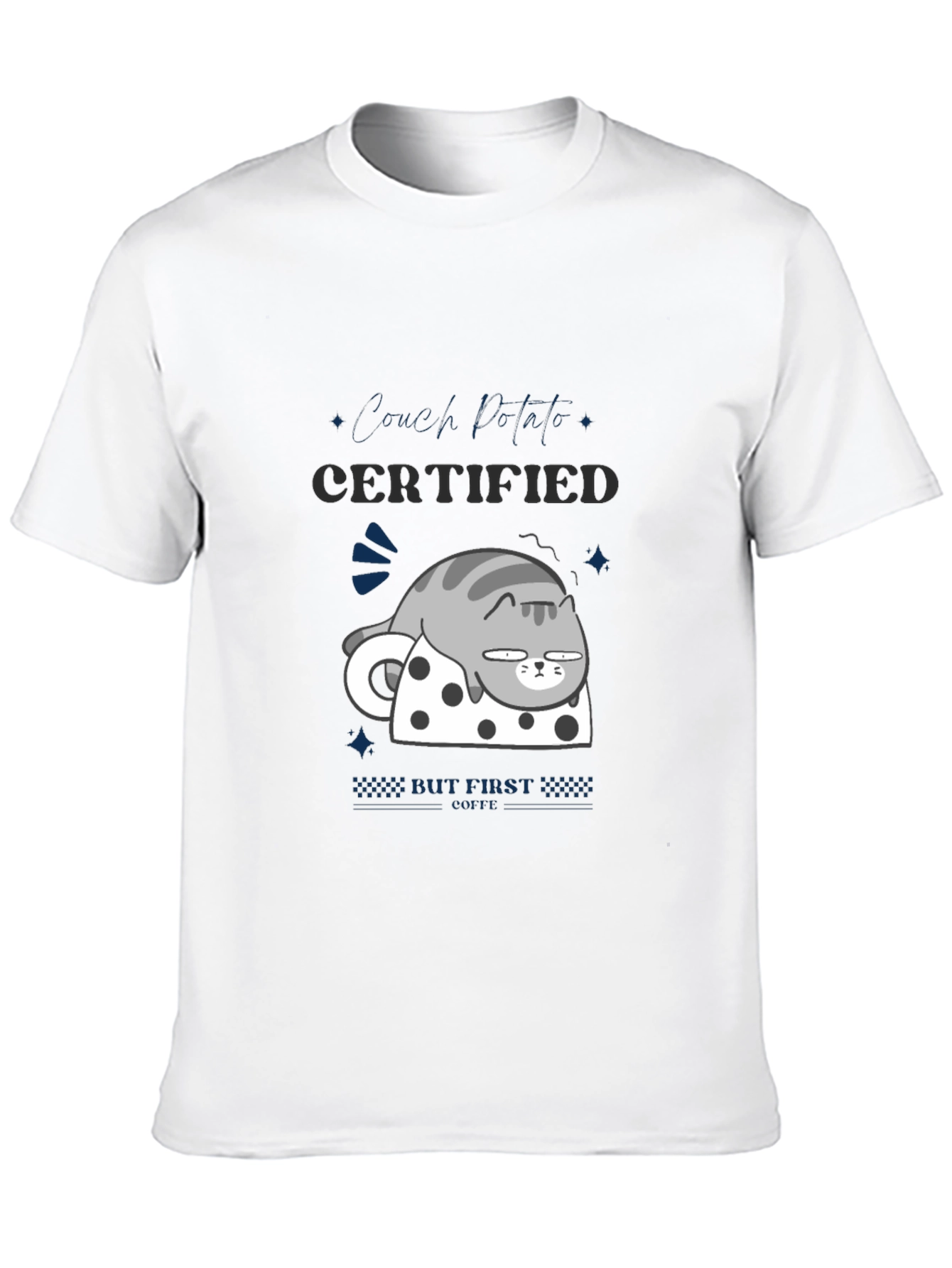 Black Certified Couch Potato T-Shirt - Funny Cat Design view 10