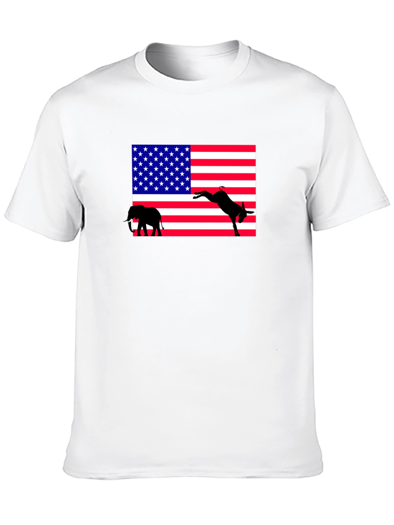 Black Political T-Shirt: Elephant & Donkey American Flag view 10