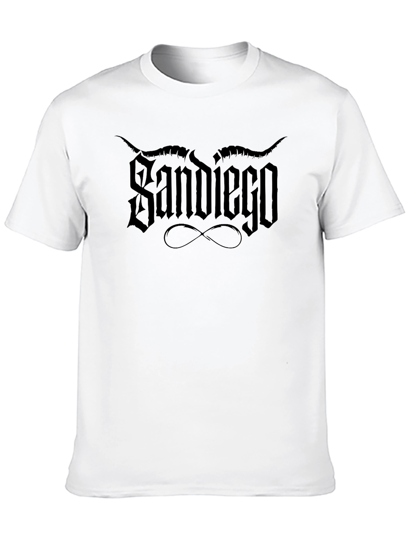 Black Sandiego Horned Script Black Graphic T-Shirt view 10