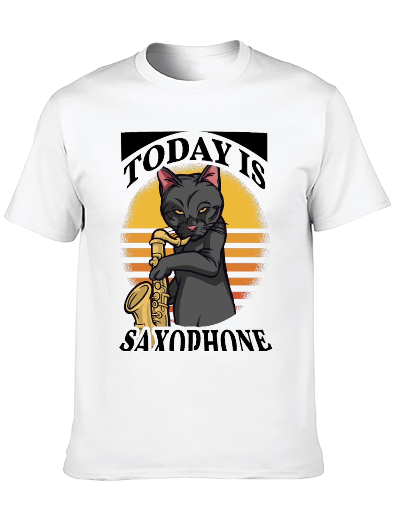 Black Today is Saxophone Cat T-Shirt view 10