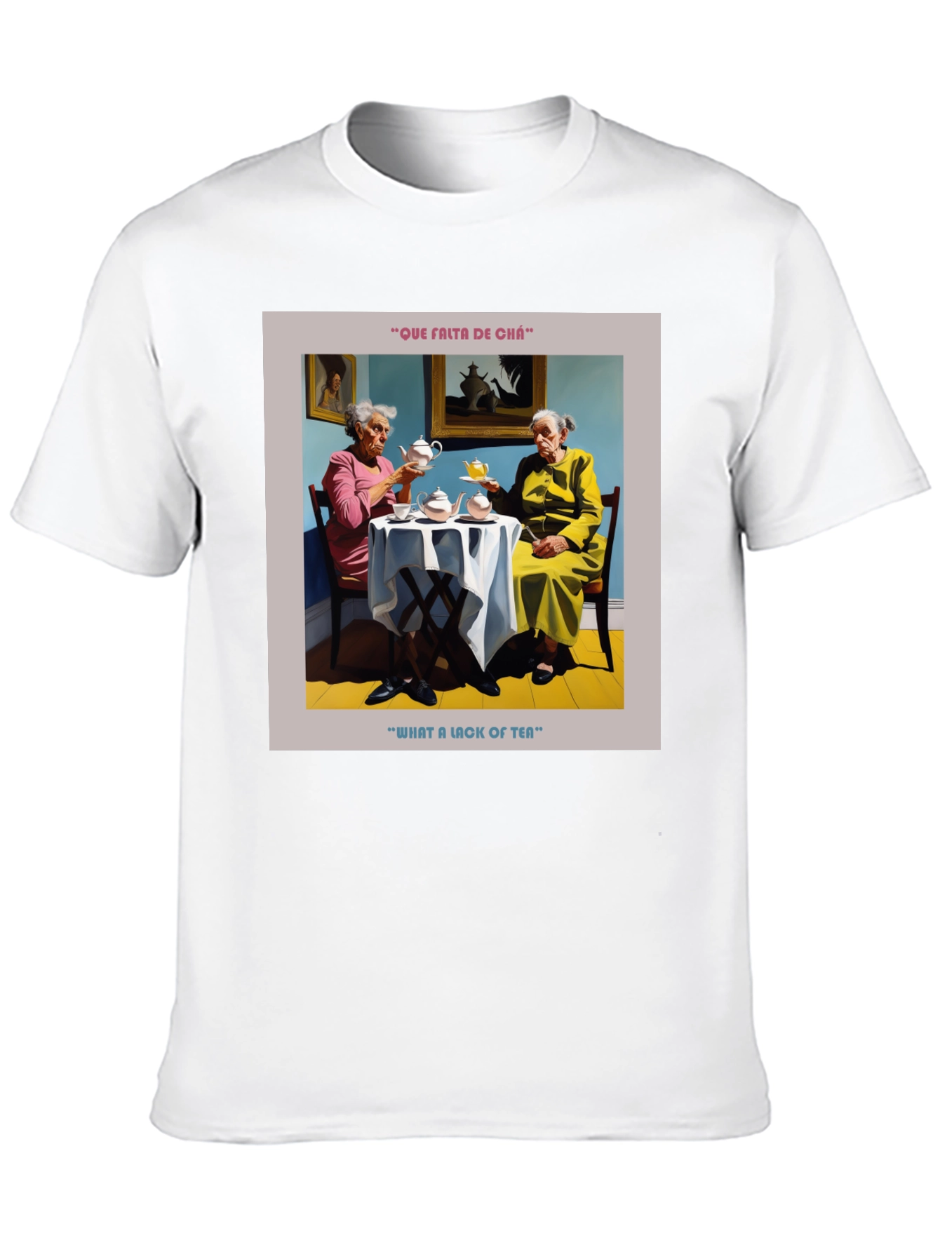 Black Humorous "What a Lack of Tea" Graphic T-Shirt view 10