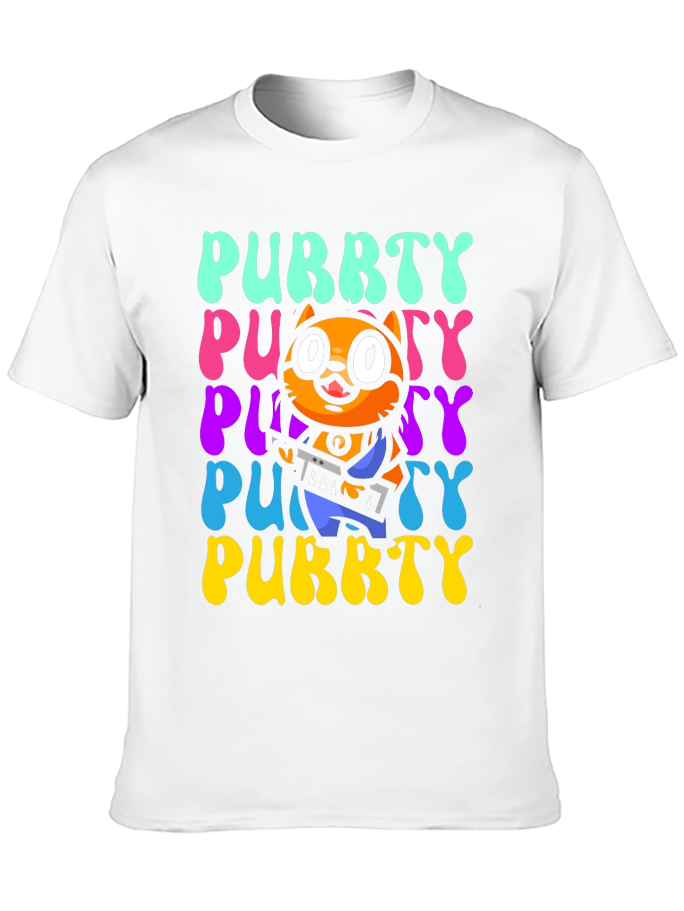 Black Purrty Cat Graphic Tee - Novelty Kitten Shirt view 10