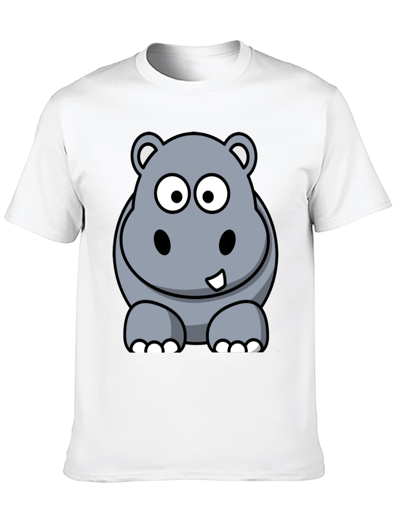 Black Cartoon Hippo Graphic Tee - Black Cotton T-Shirt view 10
