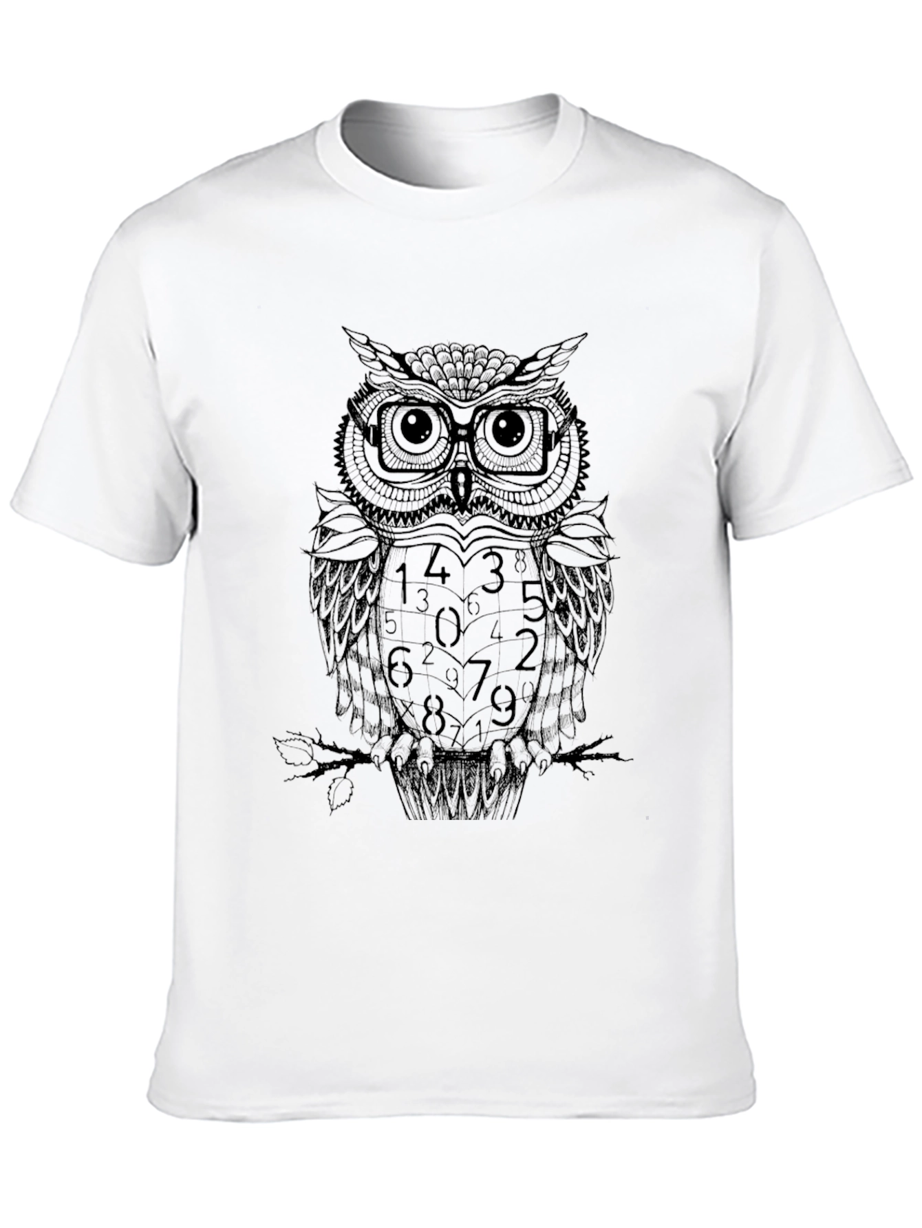 Black Numerology Owl Graphic Print Black T-Shirt view 10