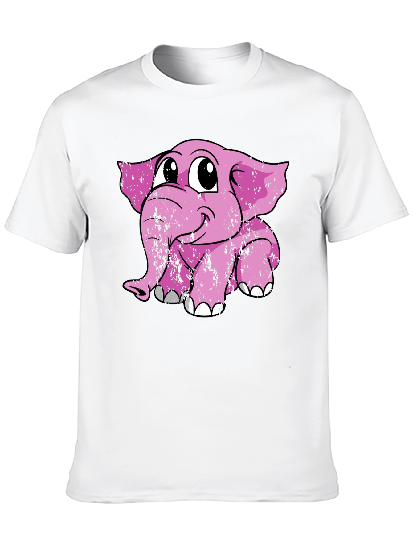 Black Cute Pink Elephant Graphic Tee - Soft Cotton Blend view 10