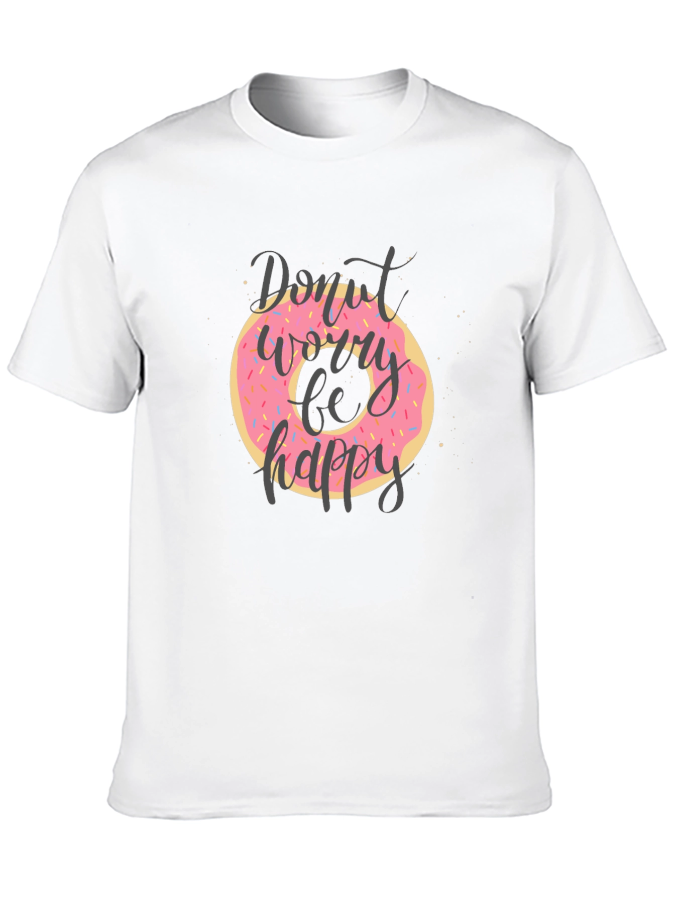Black Donut Worry Be Happy T-Shirt - Trendy Graphic Tee view 10