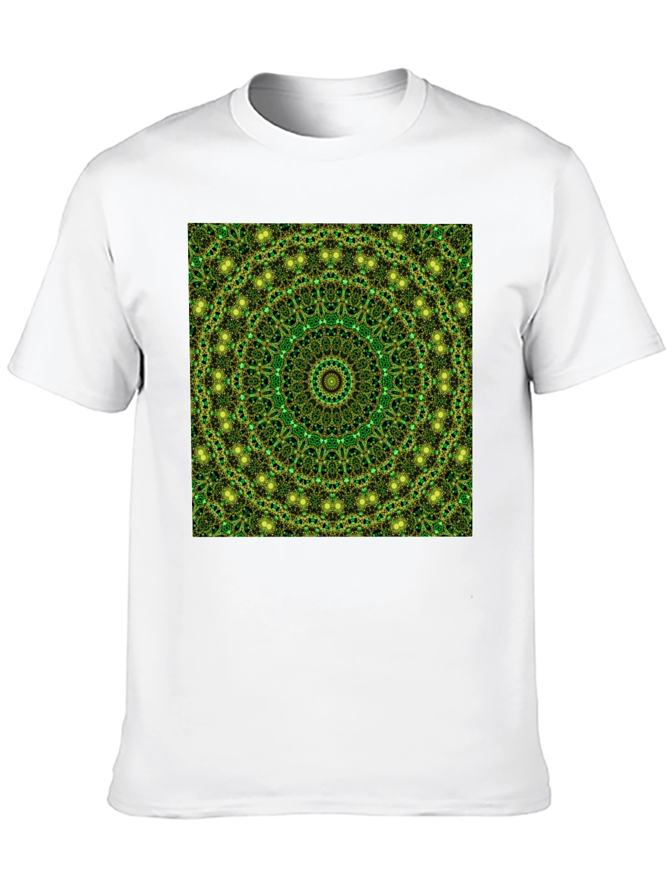 Black Green Mandala Pattern T-Shirt view 10