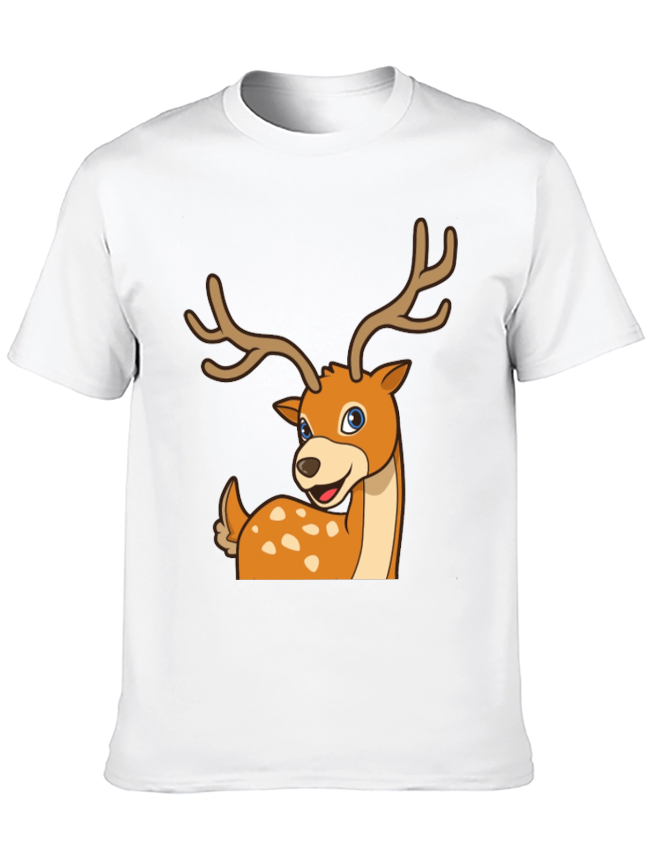 Black Deer Cartoon Graphic Black T-Shirt view 10